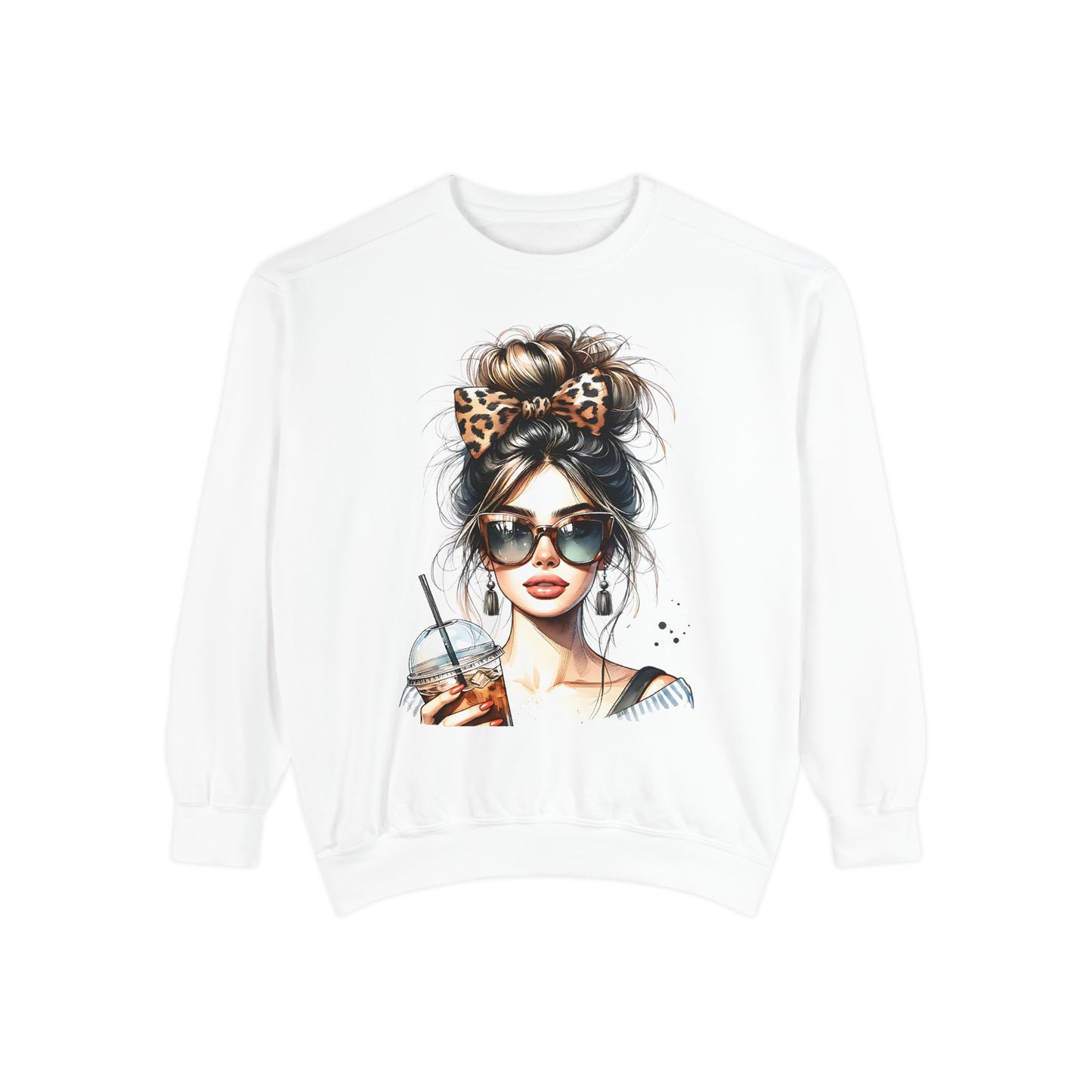 Fashionista Trendy Girl Coffee Sweatshirt for Women, Cozy Casual Wear, Gift for Fashion Lovers, Ideal for Everyday Style