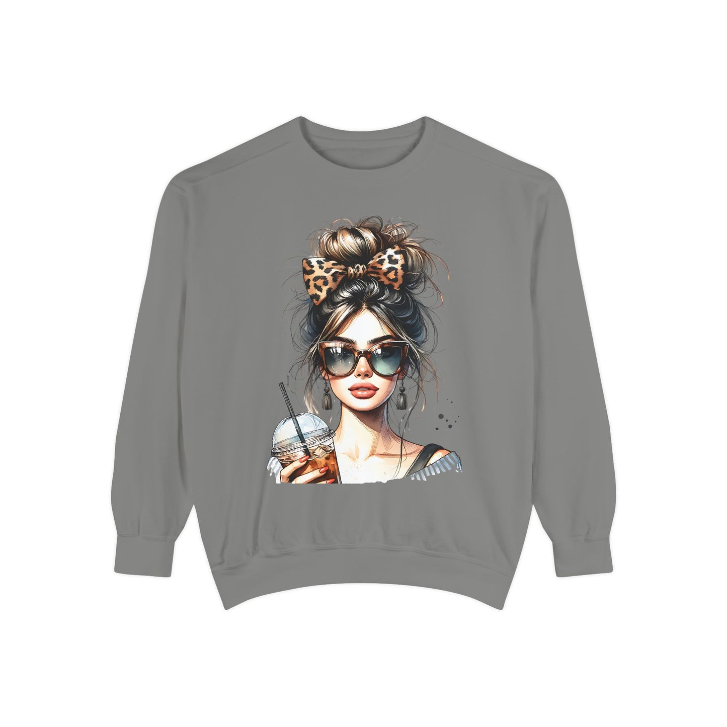 Fashionista Trendy Girl Coffee Sweatshirt for Women, Cozy Casual Wear, Gift for Fashion Lovers, Ideal for Everyday Style
