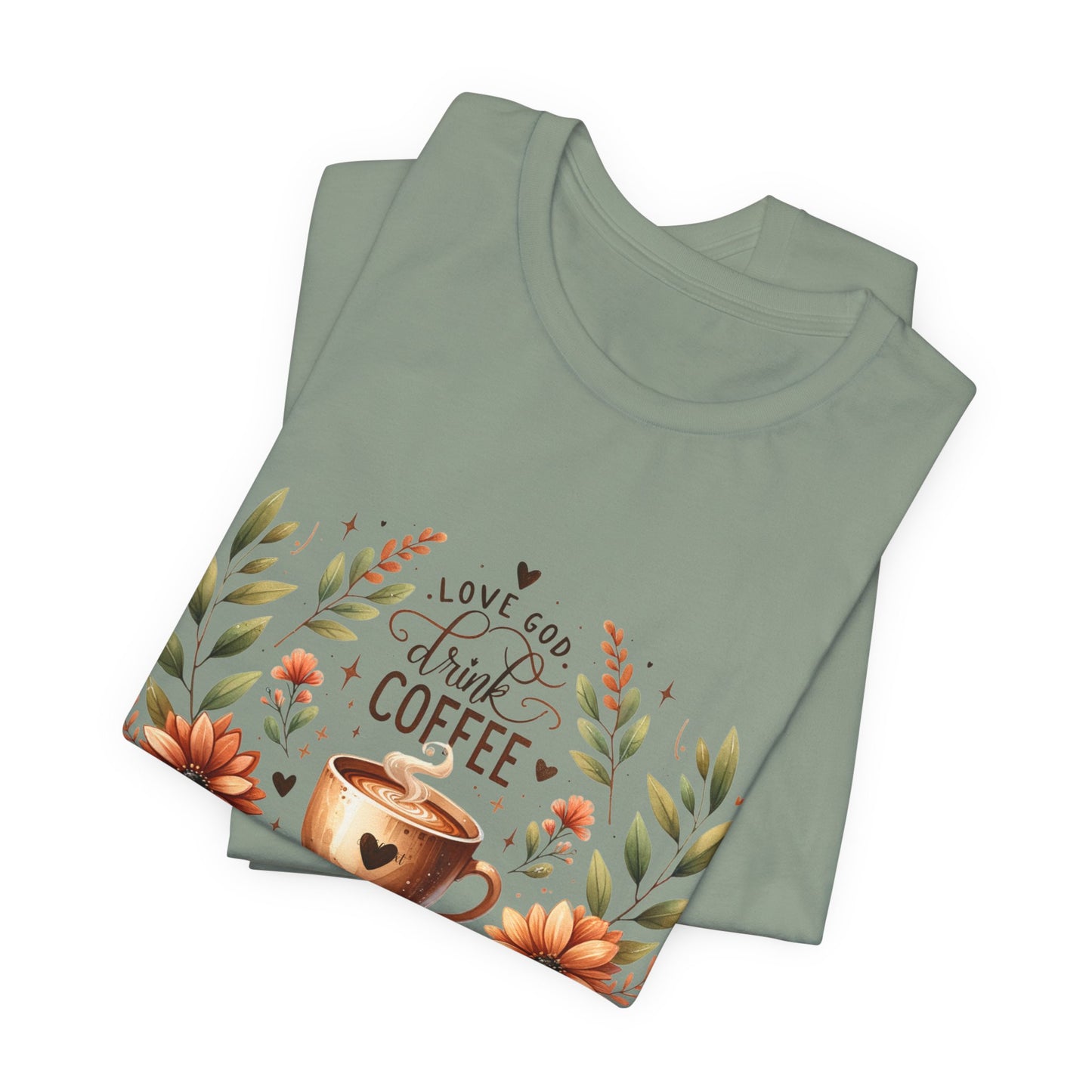 Love God, Drink Coffee, Read Books Tee | Fall Watercolor Books & Coffee Graphic Shirt