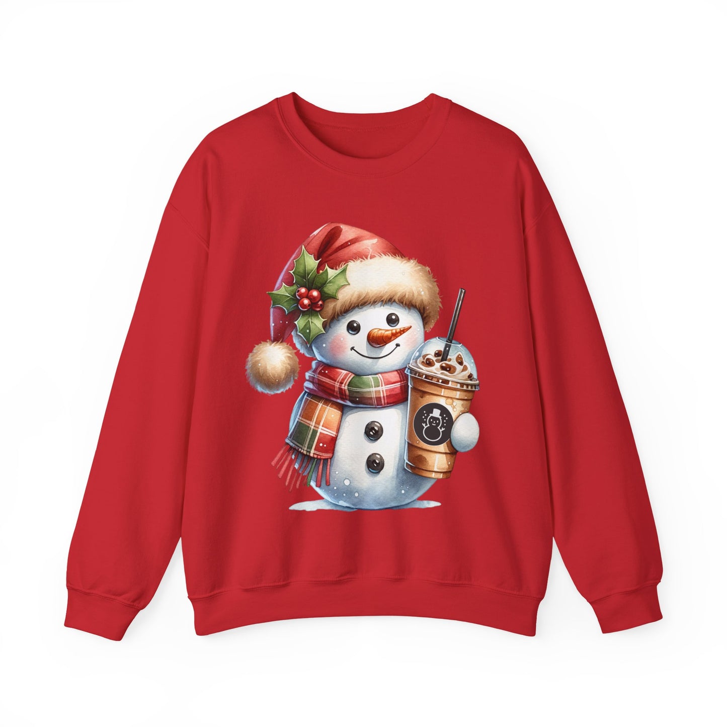 Cute Snowman Iced Coffee Sweatshirt | Winter Coffee Lover Christmas Crewneck