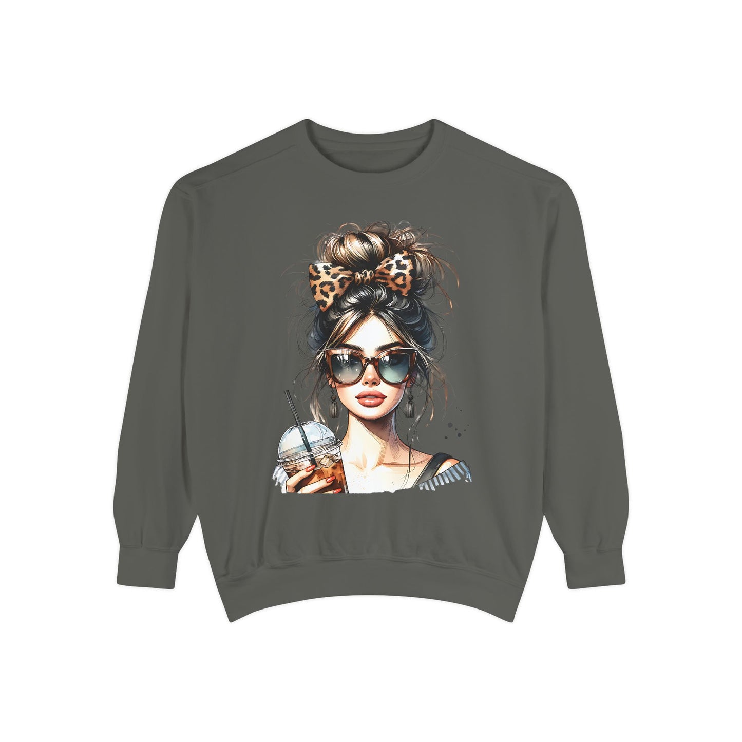 Fashionista Trendy Girl Coffee Sweatshirt for Women, Cozy Casual Wear, Gift for Fashion Lovers, Ideal for Everyday Style