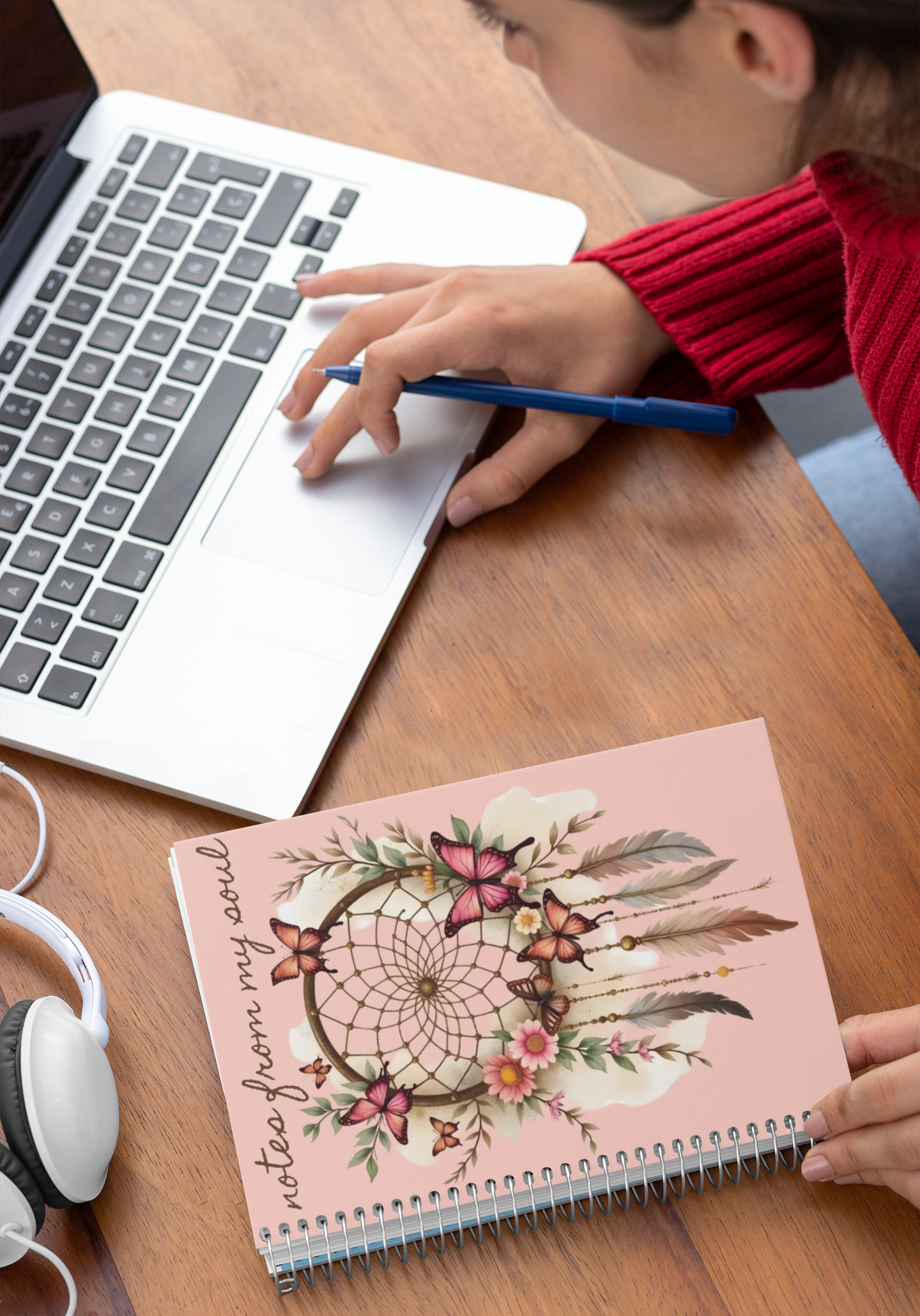 Boho Butterfly Dreamcatcher Ruled Spiral Notebook — Notes From My Soul Journal