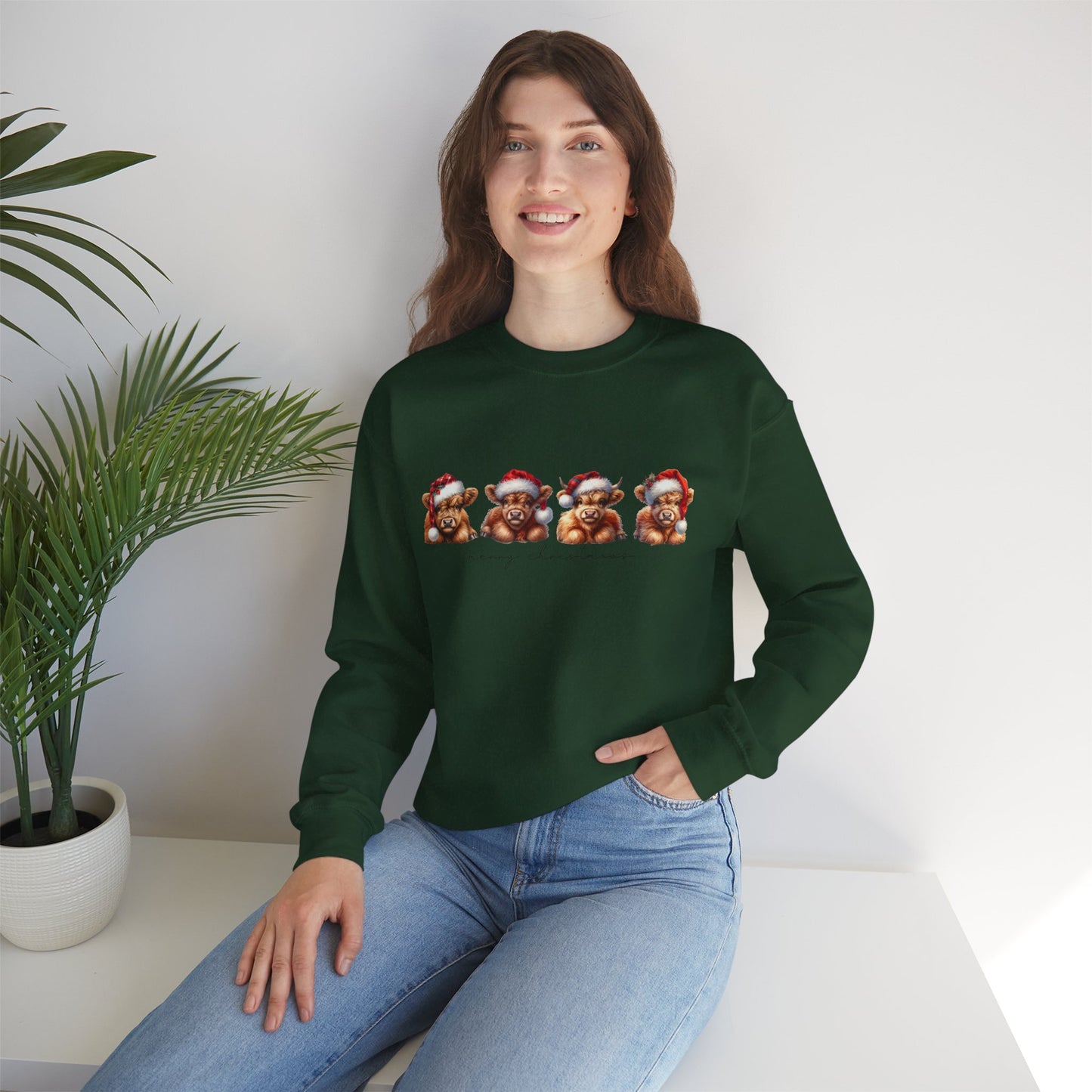 ๐ Merry Christmoos Sweatshirt | Festive Highland Cows Watercolor Country Christmas
