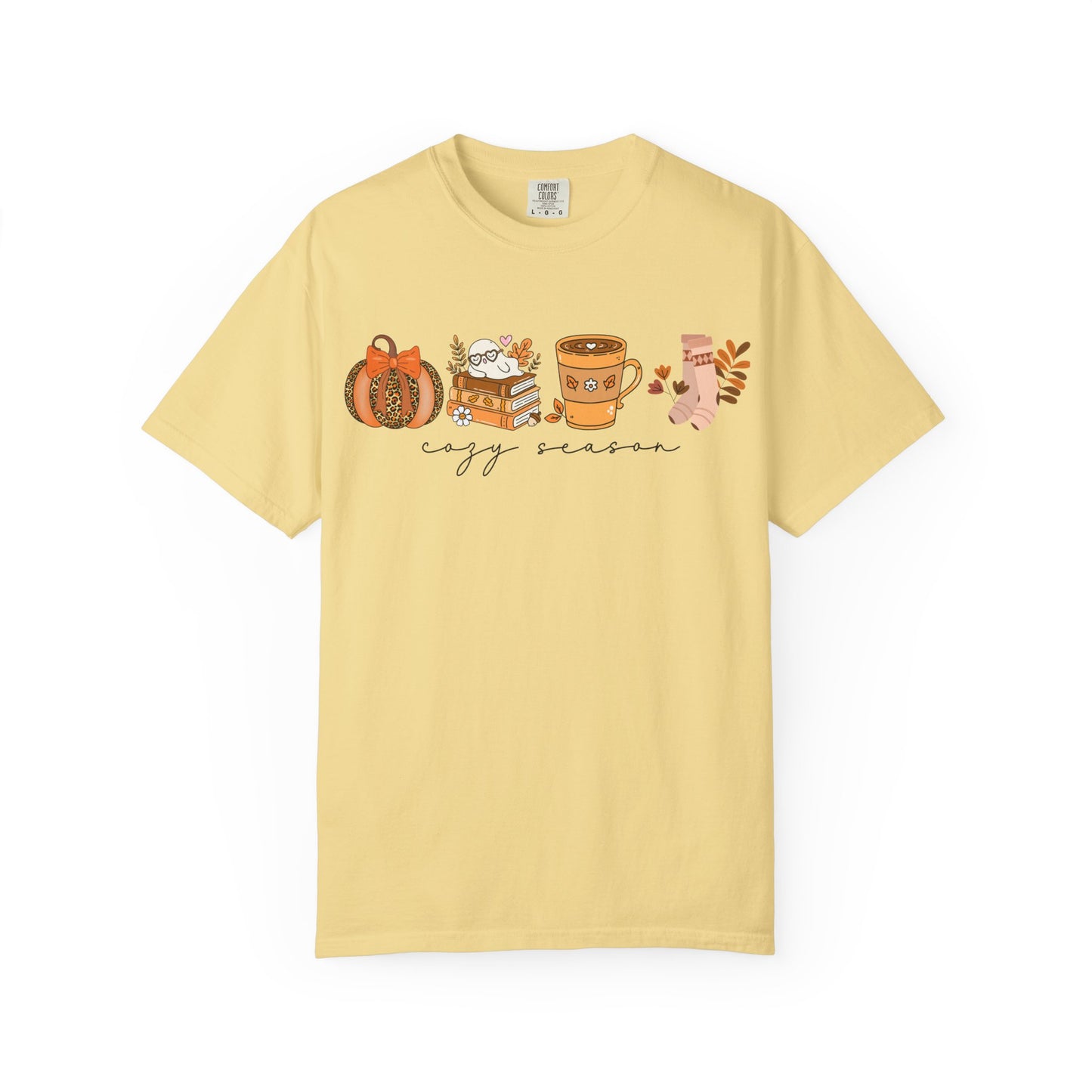 'Cozy Season' Bella + Canvas T-Shirt | Cozy Socks, Sleeping Ghost, Coquette Bow & Leopard Pumpkin Fall Graphic, Autumn Tee, Pumpkin Season Shirt, Cute Sweatshirt, Harvest Style Top, Perfect for Thanksgiving