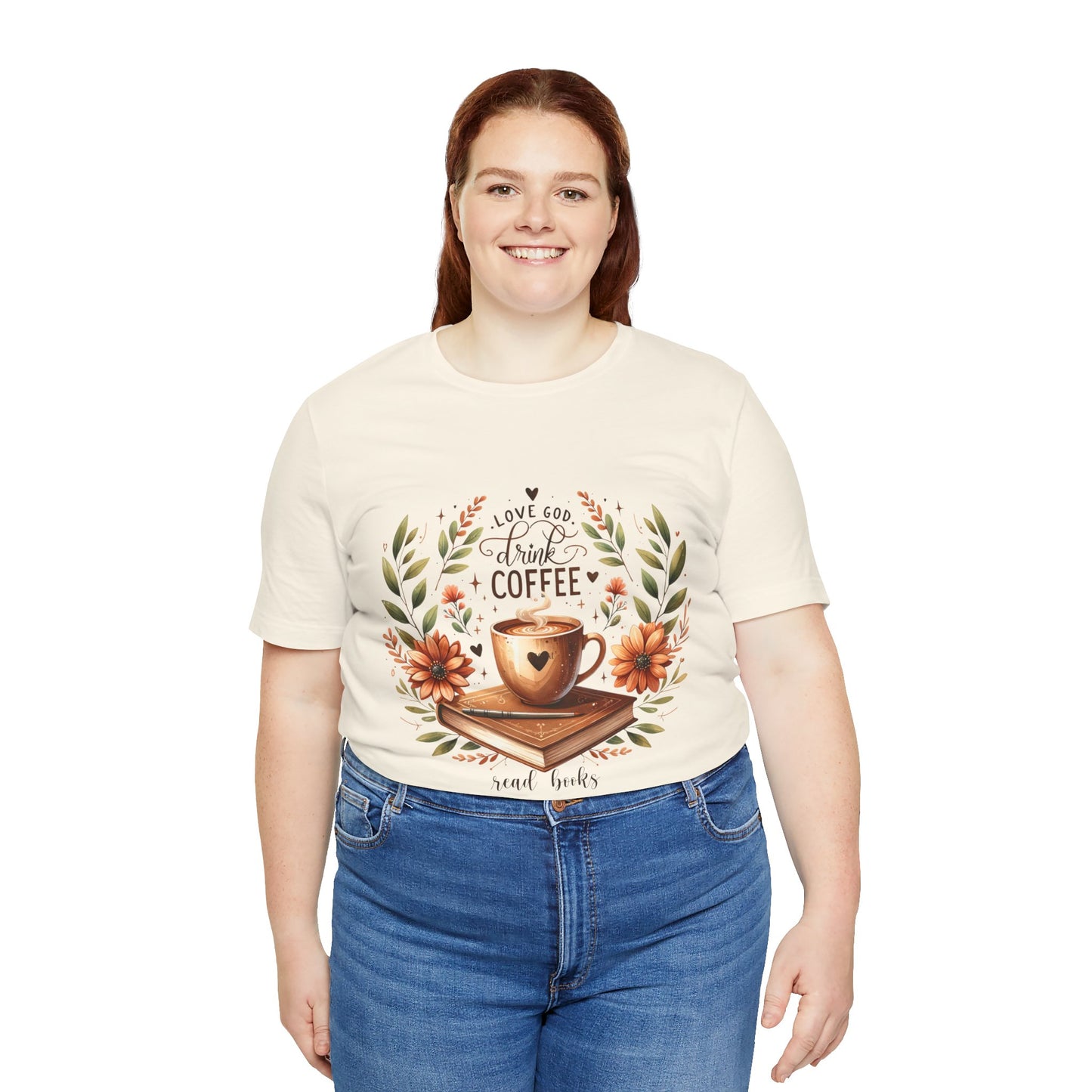 Love God, Drink Coffee, Read Books Tee | Fall Watercolor Books & Coffee Graphic Shirt