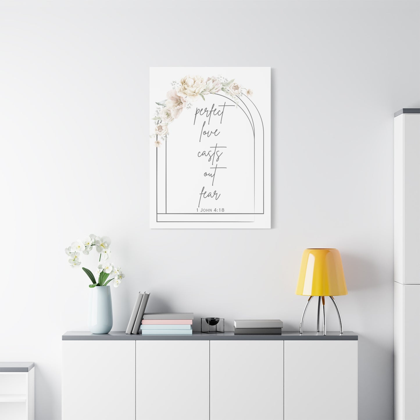 Canvas Wall Art, Perfect Love Casts Out Fear, 1 John 4:18, Faith-based Home Decor, Religious Gift For Home, Inspirational Prints