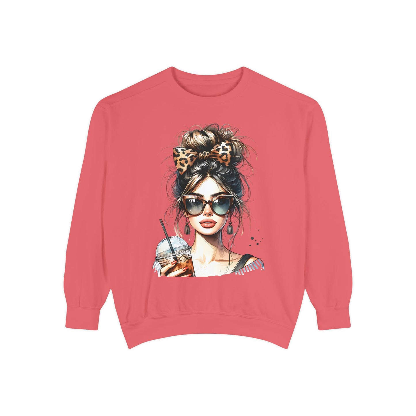Fashionista Trendy Girl Coffee Sweatshirt for Women, Cozy Casual Wear, Gift for Fashion Lovers, Ideal for Everyday Style