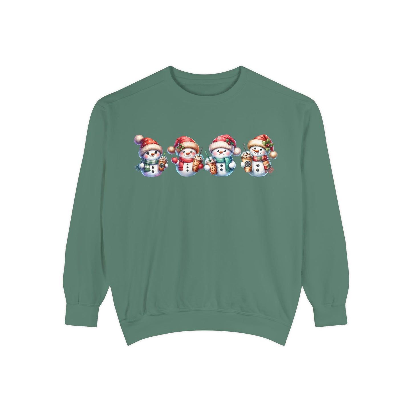 Snowmen Holding Iced Coffee Sweatshirt | Cute Winter Graphic Pullover, Cozy Holiday Gift, Christmas Apparel, Festive Sweatshirt, Snowman Design, Unisex Sweatshirt