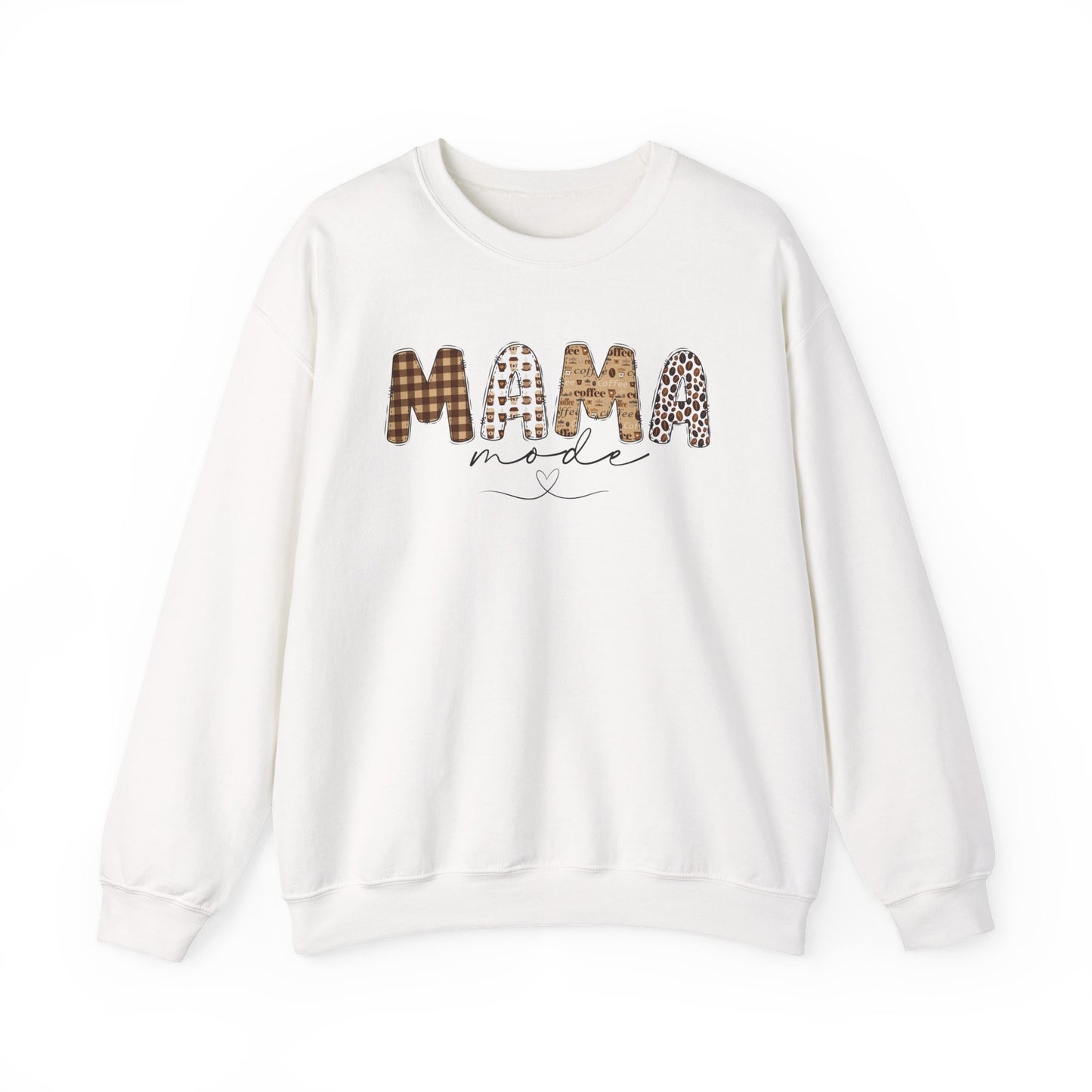 Mama Mode Sweatshirt | Cozy Gift for Moms, Casual Wear, Birthday, Mother's Day, Everyday Comfort, Mom Life, Coffee Lovers, Leopard Print, Cozy Plaid