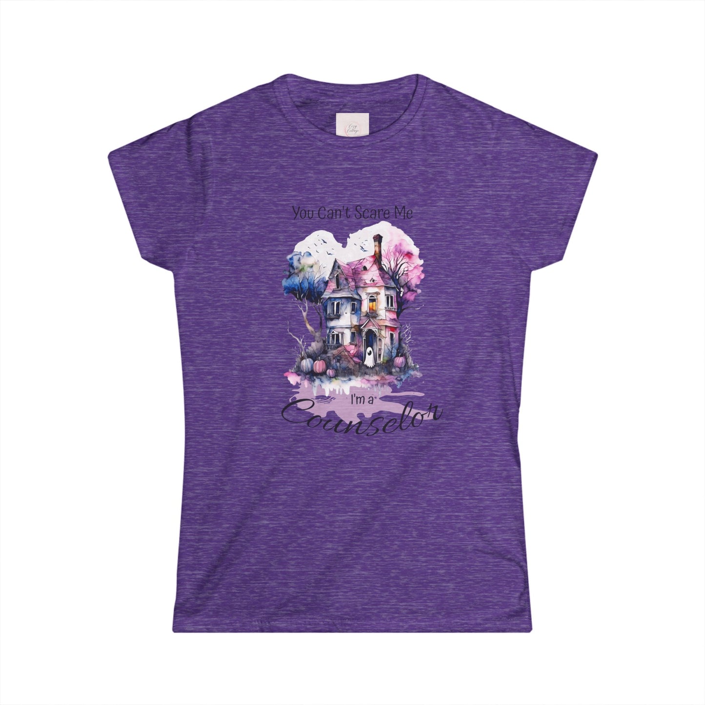You Can’t Scare Me I’m a Counselor Tee | Watercolor Haunted House Halloween Shirt