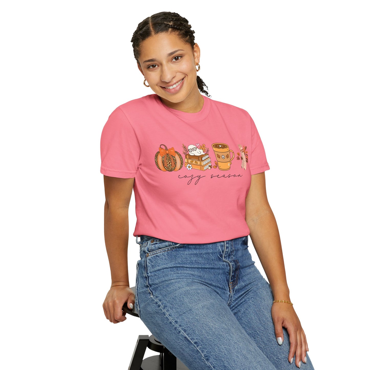 'Cozy Season' Bella + Canvas T-Shirt | Cozy Socks, Sleeping Ghost, Coquette Bow & Leopard Pumpkin Fall Graphic, Autumn Tee, Pumpkin Season Shirt, Cute Sweatshirt, Harvest Style Top, Perfect for Thanksgiving