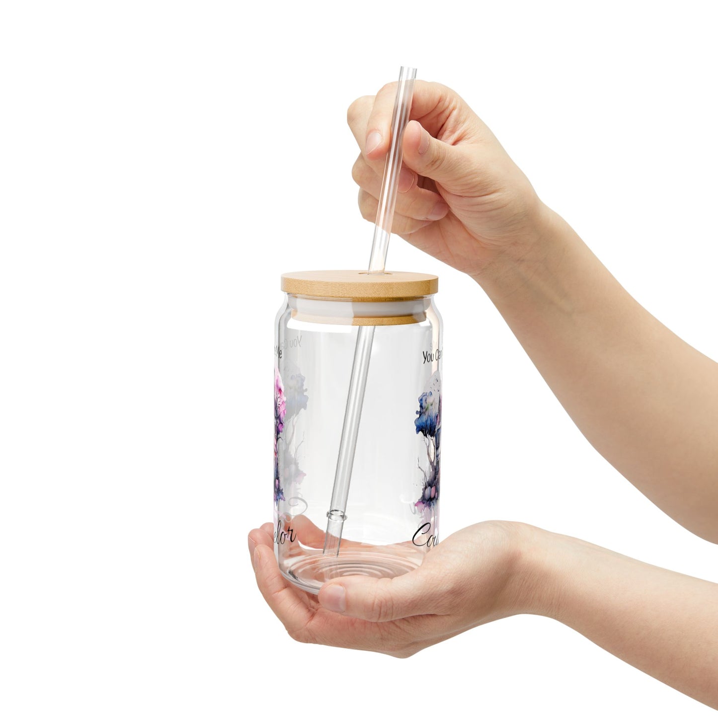 You Can't Scare Me I'm a Counselor Sipper Glass Can Featuring a Cute Watercolor Haunted House with Halloween Elements, 16oz