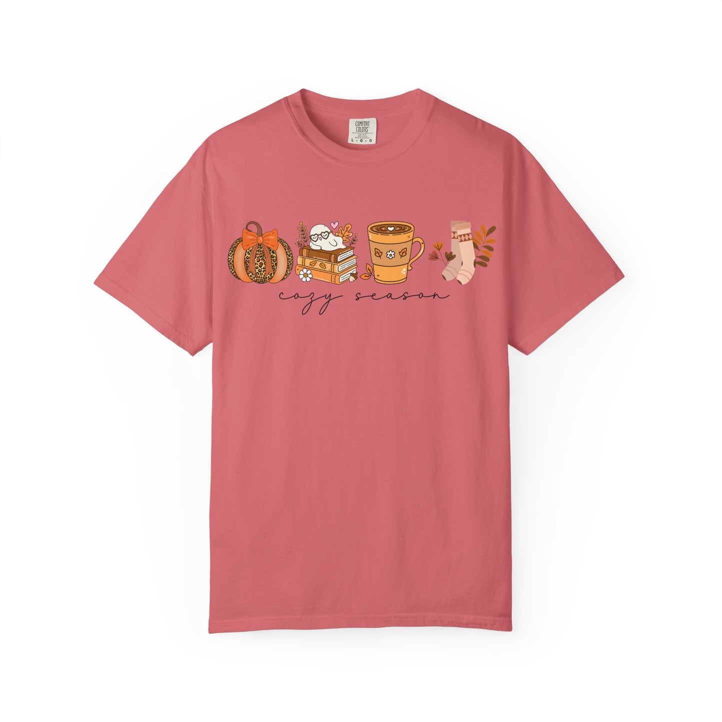 'Cozy Season' Bella + Canvas T-Shirt | Cozy Socks, Sleeping Ghost, Coquette Bow & Leopard Pumpkin Fall Graphic, Autumn Tee, Pumpkin Season Shirt, Cute Sweatshirt, Harvest Style Top, Perfect for Thanksgiving