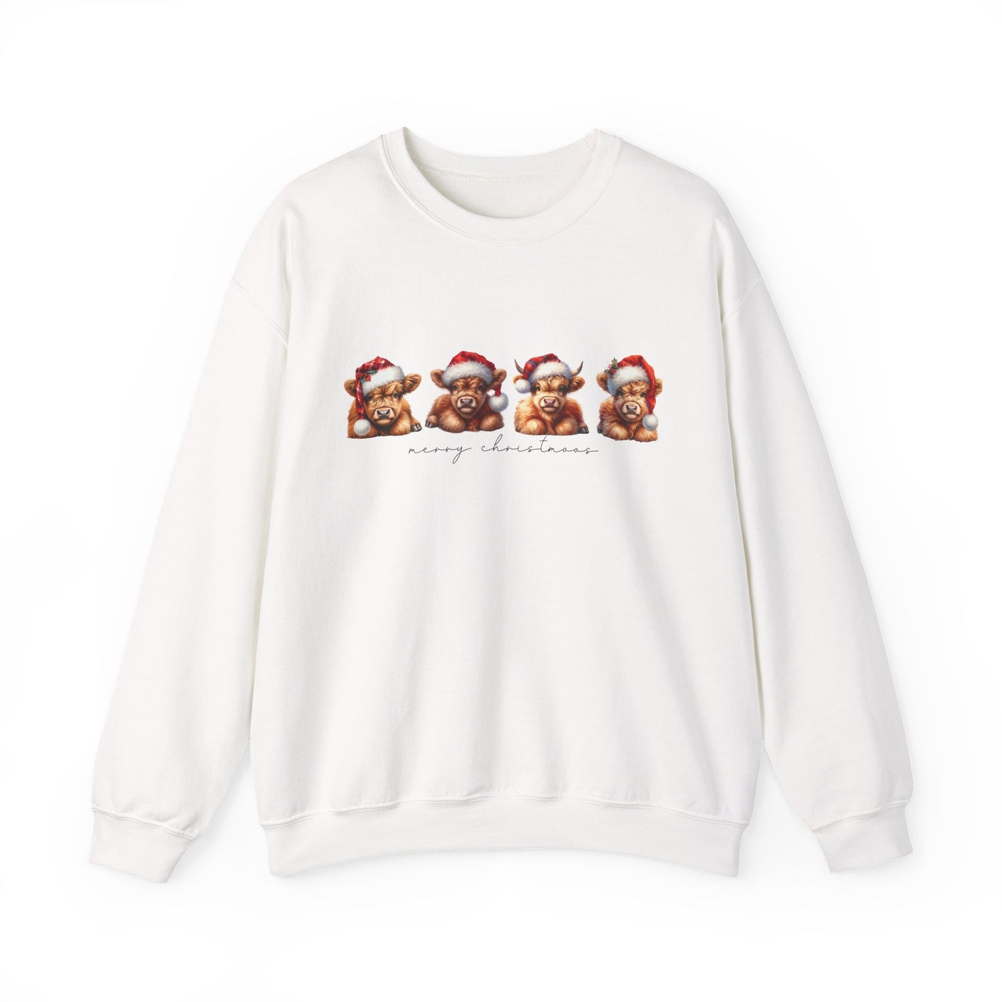 ๐ Merry Christmoos Sweatshirt | Festive Highland Cows Watercolor Country Christmas