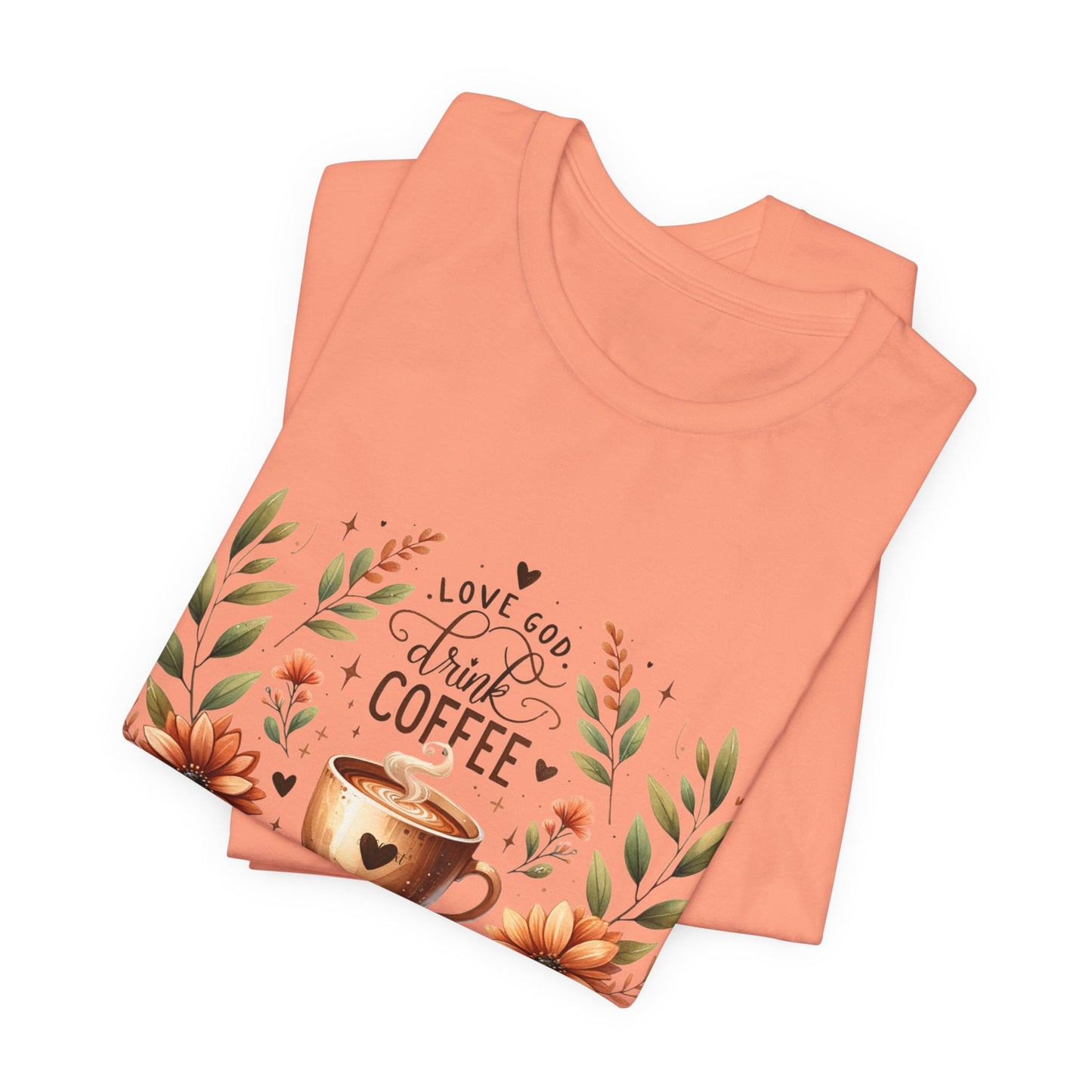 Love God, Drink Coffee, Read Books Tee | Fall Watercolor Books & Coffee Graphic Shirt