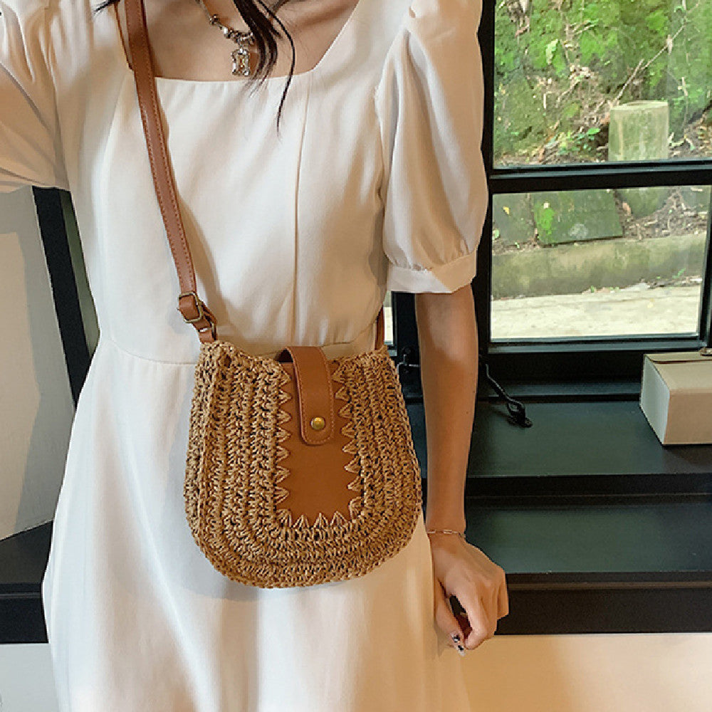 Detailed Weaving French-style Crossbody Bag