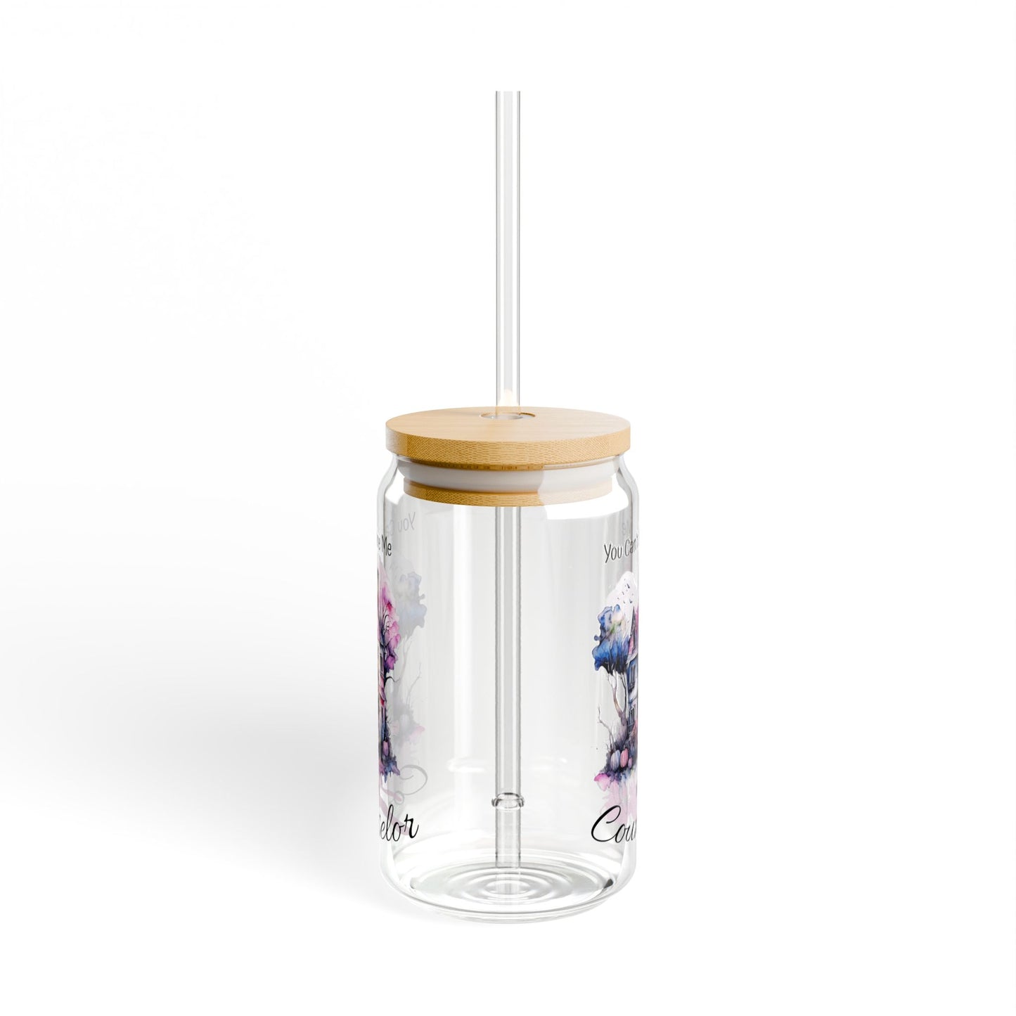 You Can't Scare Me I'm a Counselor Sipper Glass Can Featuring a Cute Watercolor Haunted House with Halloween Elements, 16oz