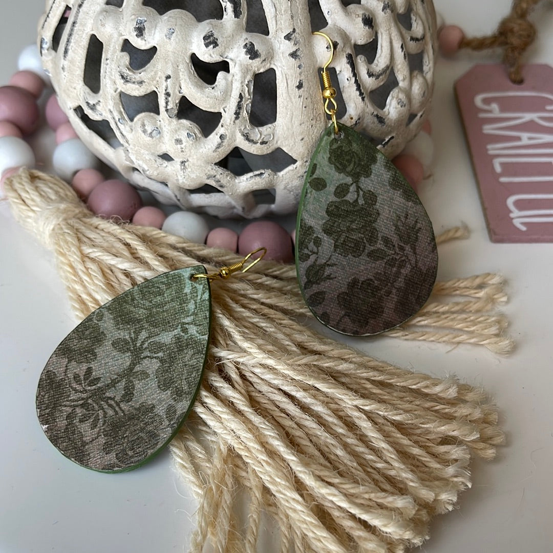 Green Floral Earrings