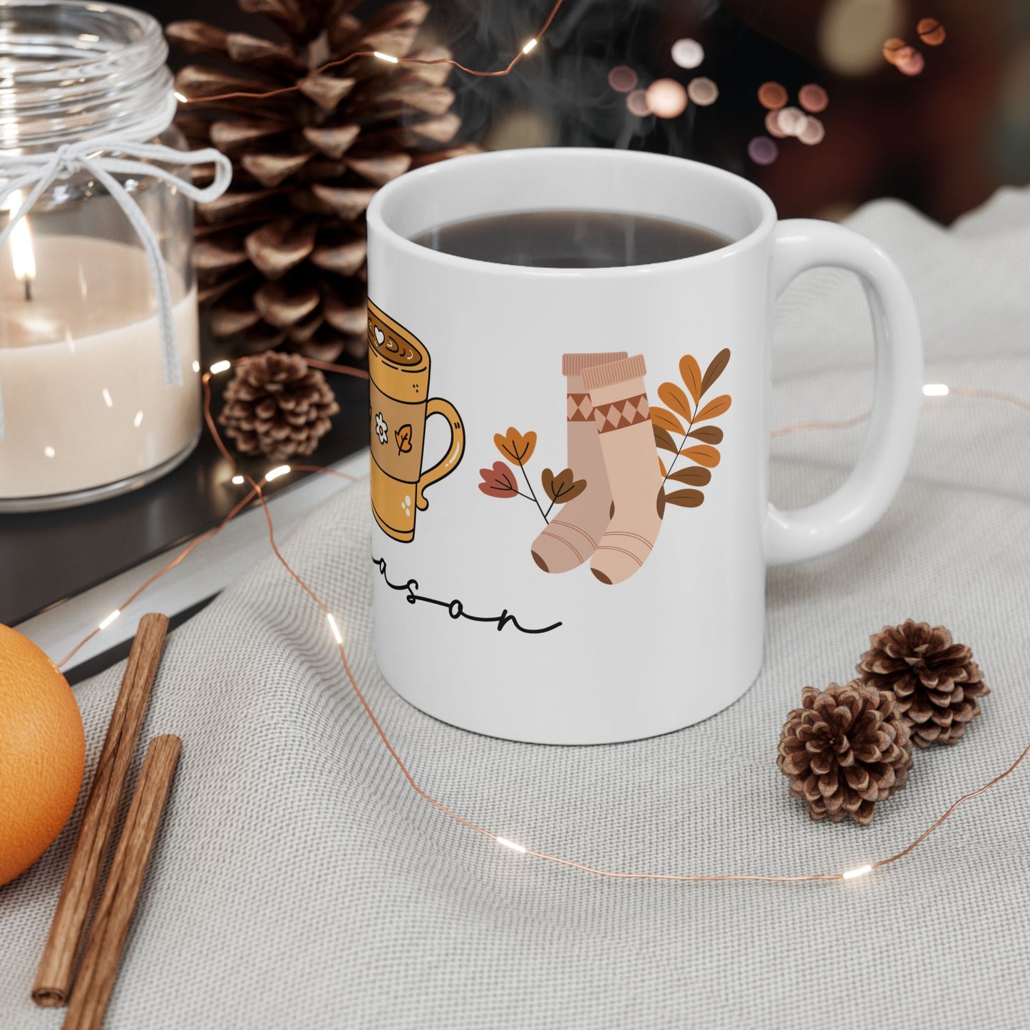 Cozy Autumn Vibes Coffee Mug, Fall Season Decor, Book Lover Gift