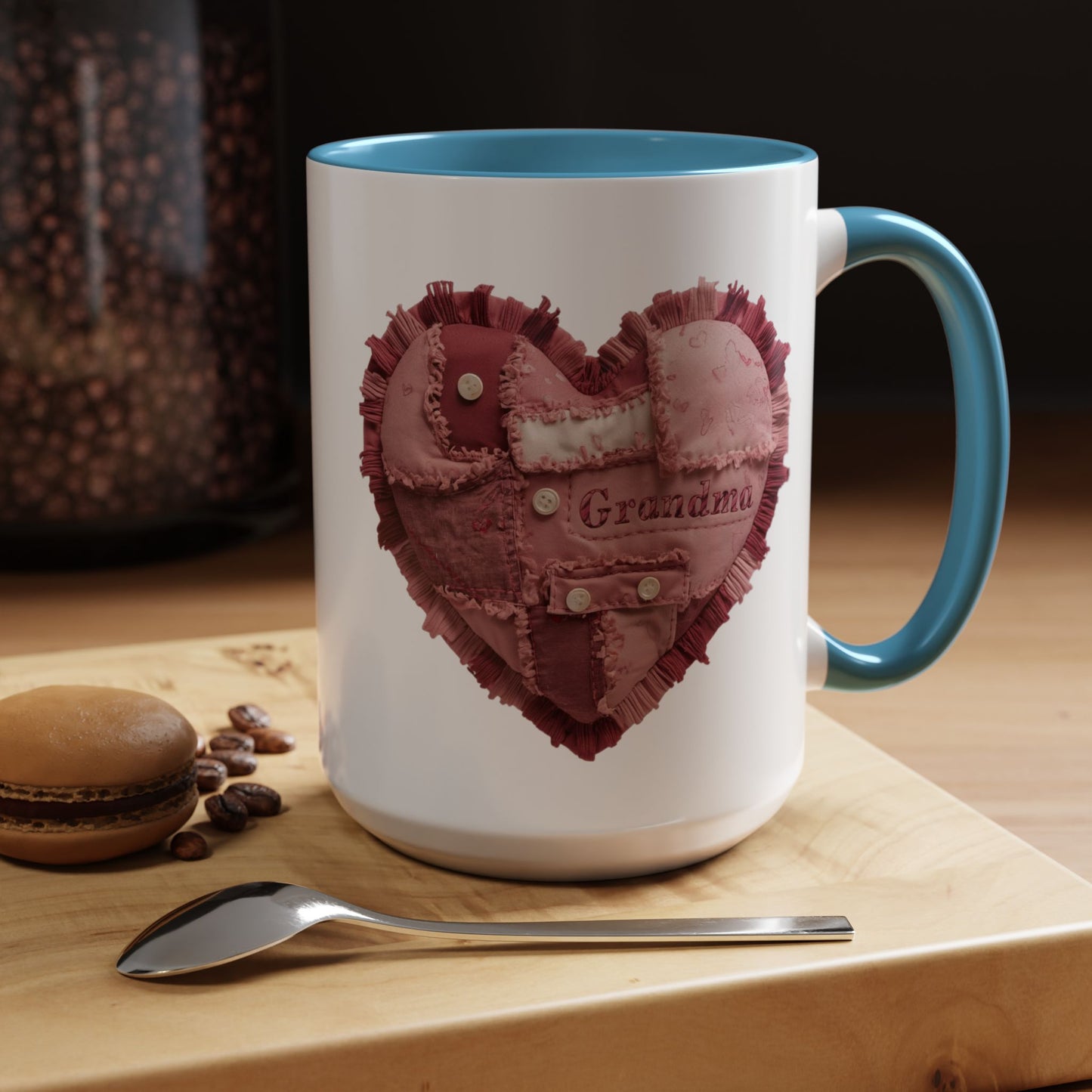 Pink Patchwork Heart Grandma Mug | Cozy Quilted Design | Holiday Gift for Grandma