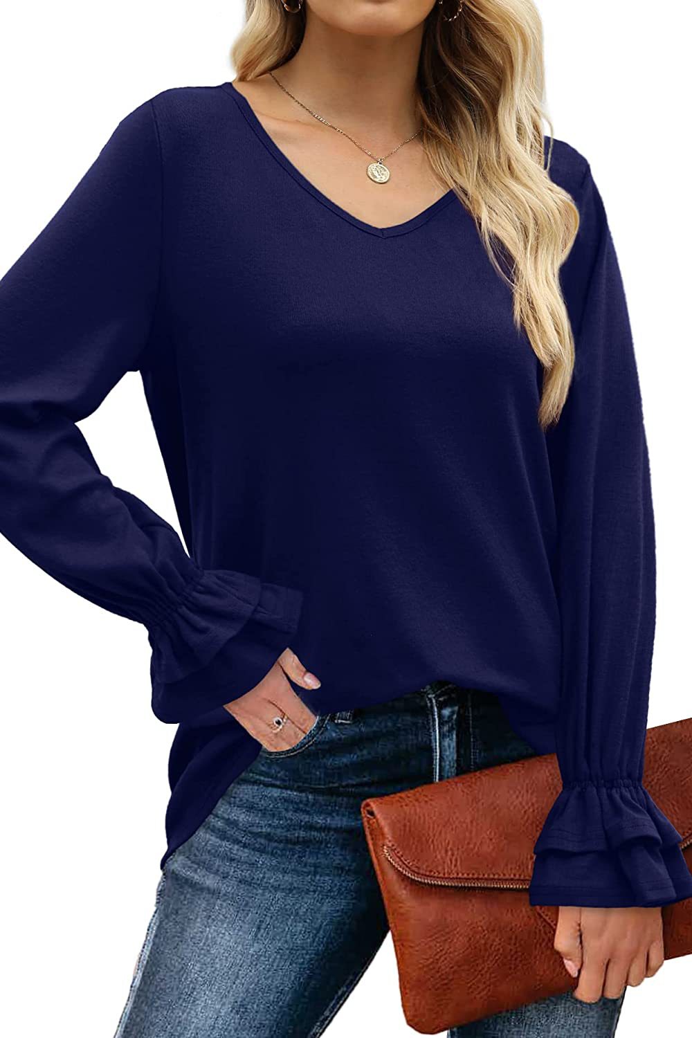 Ruffle Flare Sleeve Blouse