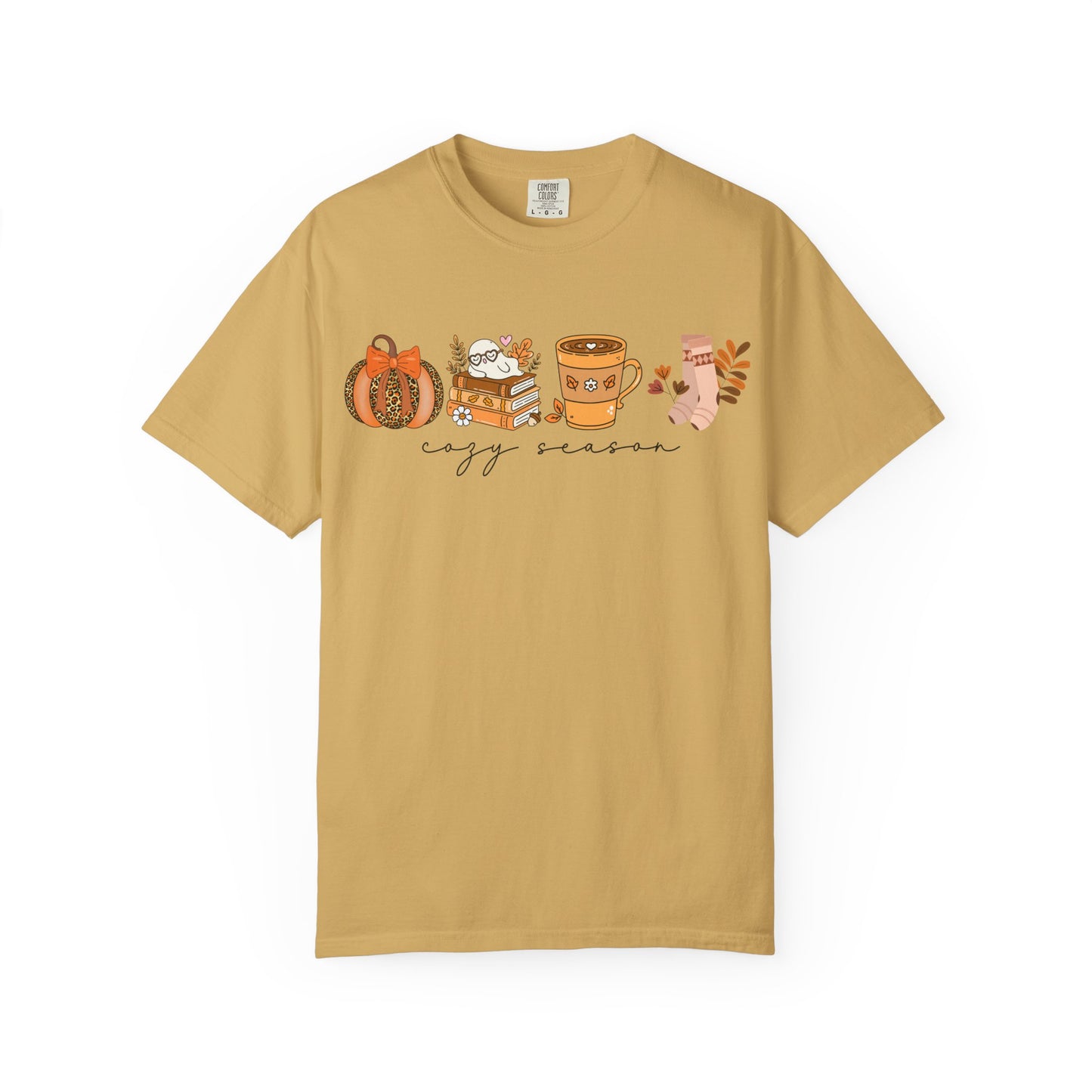 'Cozy Season' Bella + Canvas T-Shirt | Cozy Socks, Sleeping Ghost, Coquette Bow & Leopard Pumpkin Fall Graphic, Autumn Tee, Pumpkin Season Shirt, Cute Sweatshirt, Harvest Style Top, Perfect for Thanksgiving