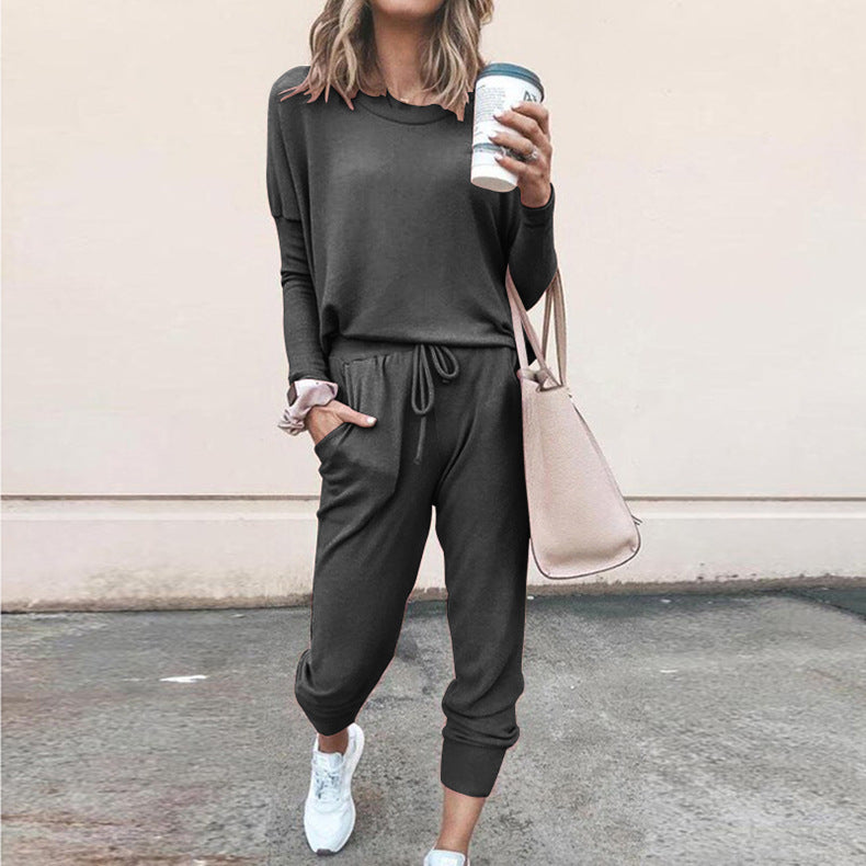 Long Sleeve Casual Sweatshirt & Pants Set