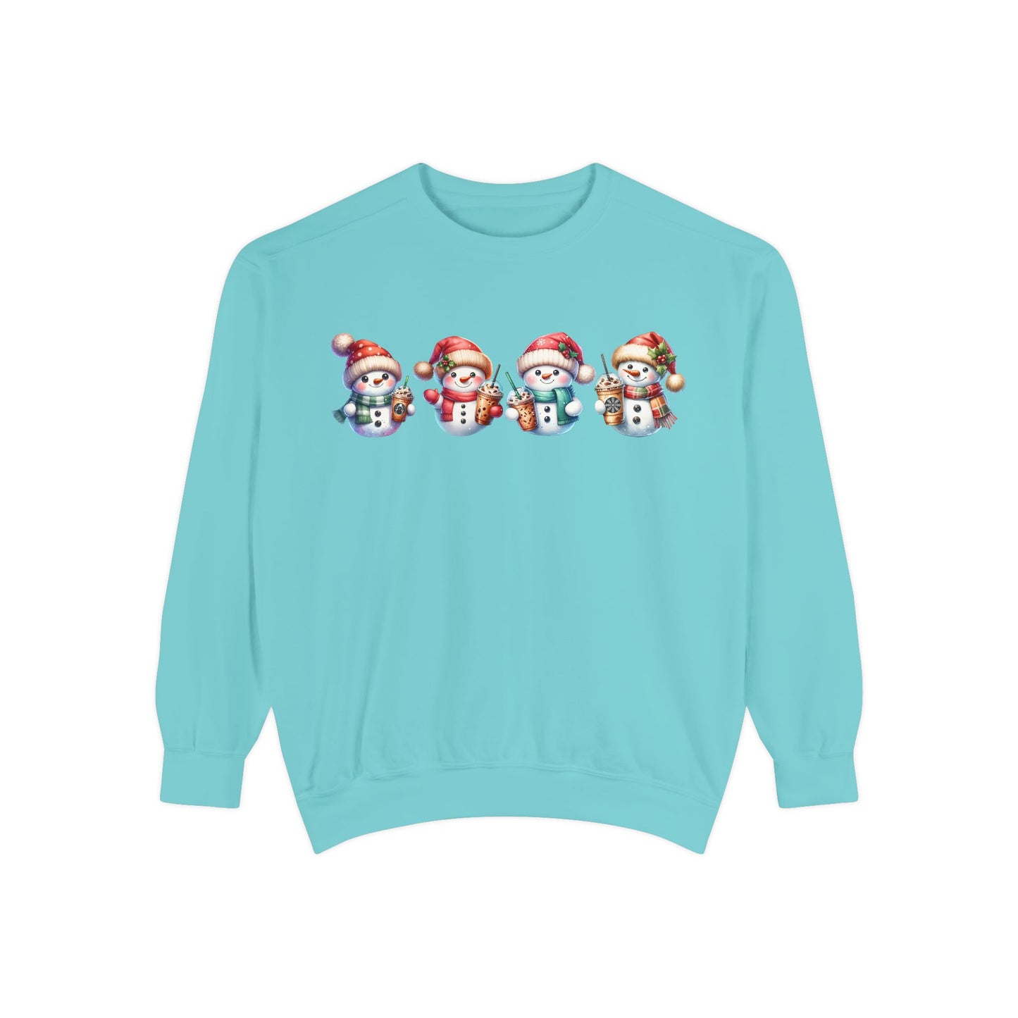 Snowmen Holding Iced Coffee Sweatshirt | Cute Winter Graphic Pullover, Cozy Holiday Gift, Christmas Apparel, Festive Sweatshirt, Snowman Design, Unisex Sweatshirt
