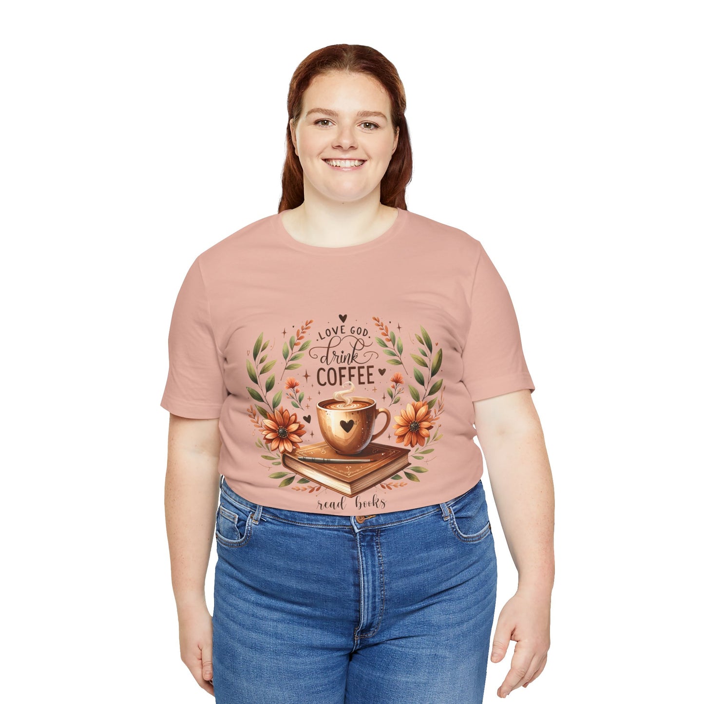 Love God, Drink Coffee, Read Books Tee | Fall Watercolor Books & Coffee Graphic Shirt