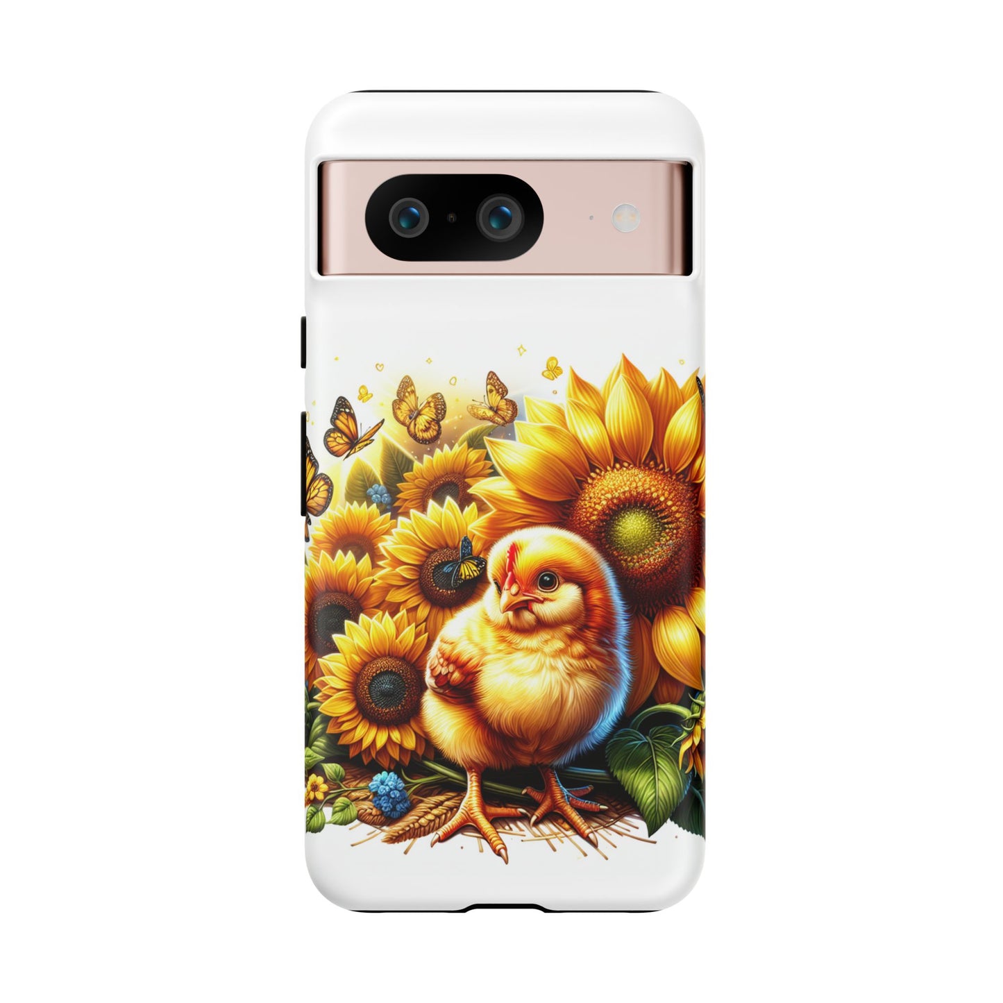 Cute Chicken With Sunflowers and Butterflies Phone Case