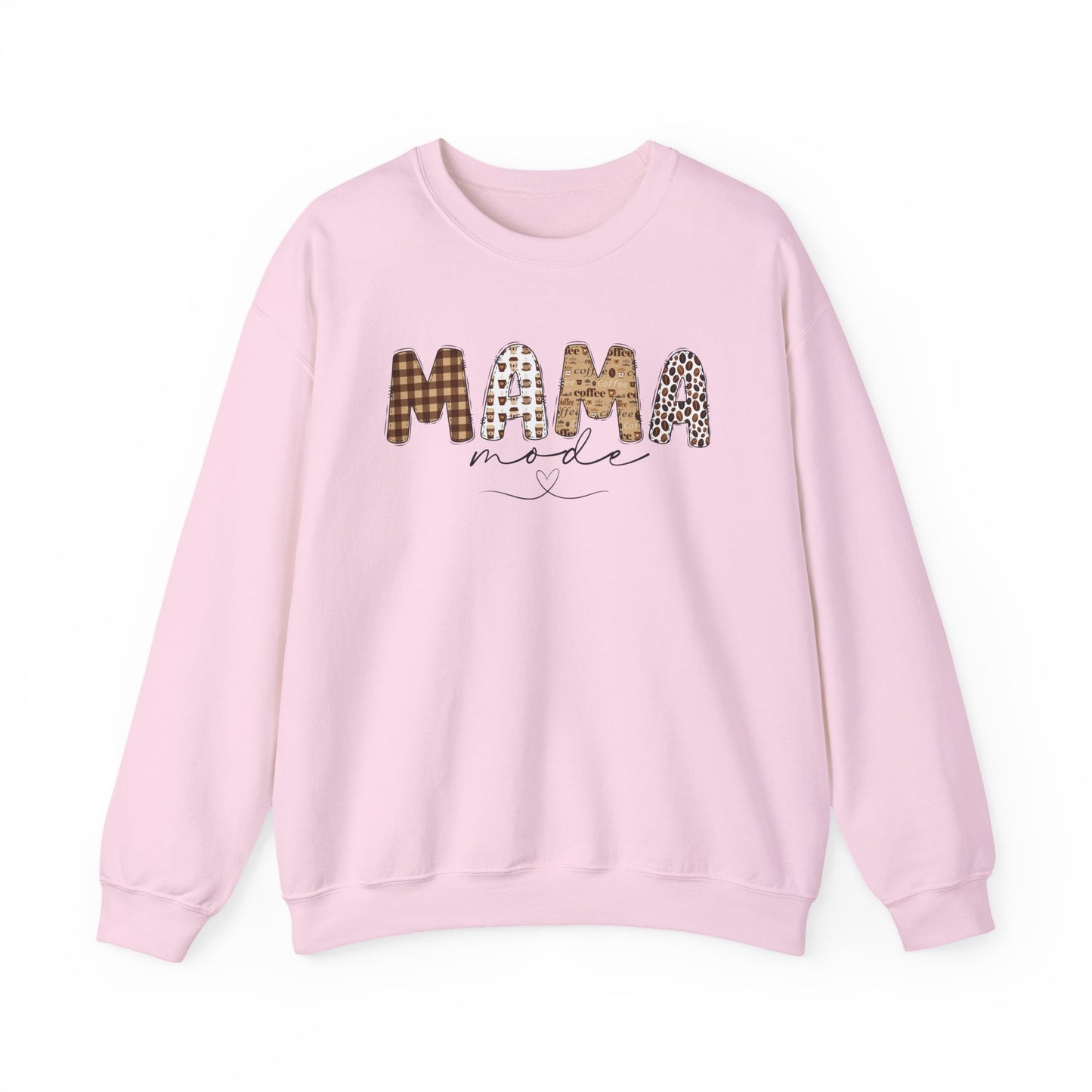 Mama Mode Sweatshirt | Cozy Gift for Moms, Casual Wear, Birthday, Mother's Day, Everyday Comfort, Mom Life, Coffee Lovers, Leopard Print, Cozy Plaid