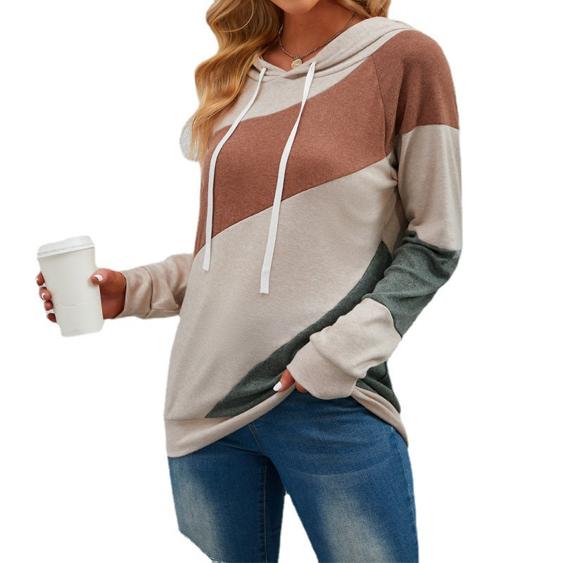 Diagonal Thick Striped Hooded Sweatshirt
