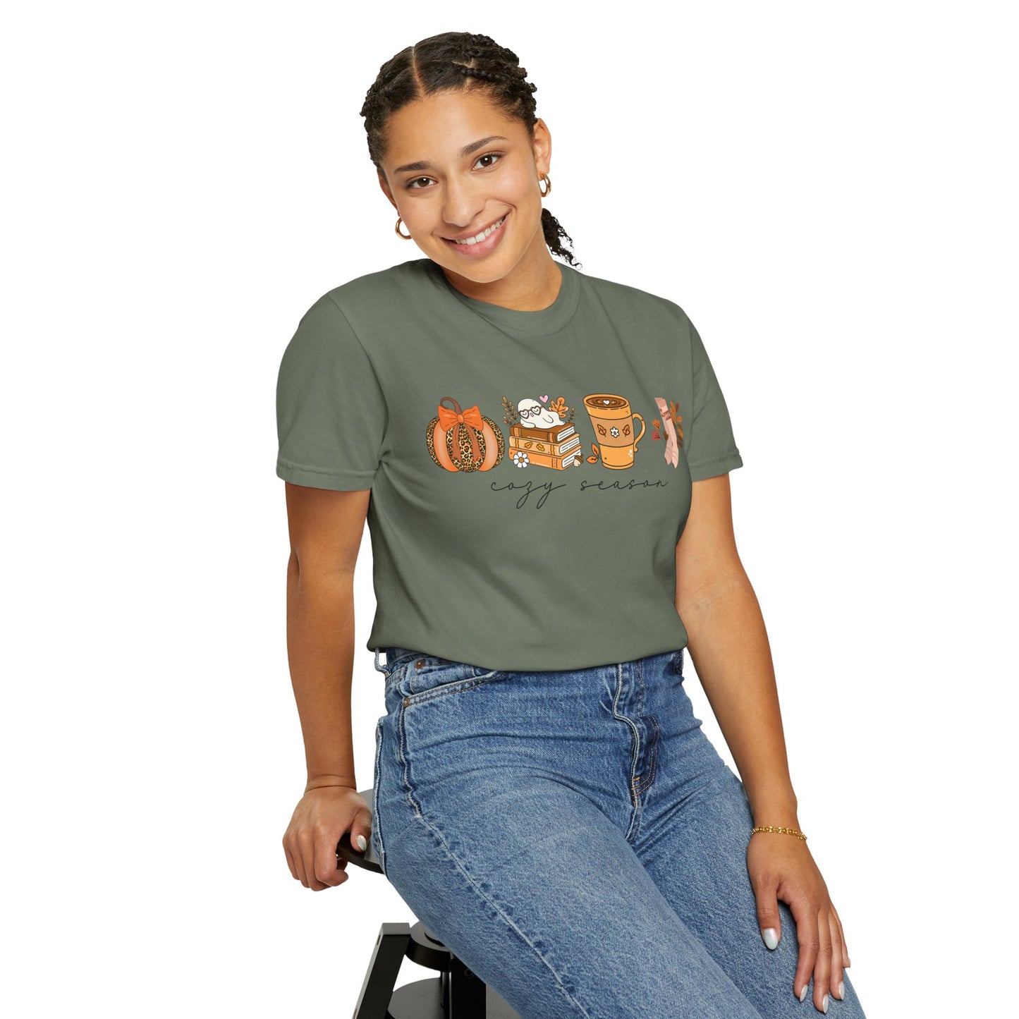 'Cozy Season' Bella + Canvas T-Shirt | Cozy Socks, Sleeping Ghost, Coquette Bow & Leopard Pumpkin Fall Graphic, Autumn Tee, Pumpkin Season Shirt, Cute Sweatshirt, Harvest Style Top, Perfect for Thanksgiving