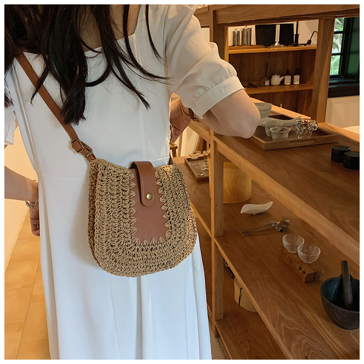 Detailed Weaving French-style Crossbody Bag