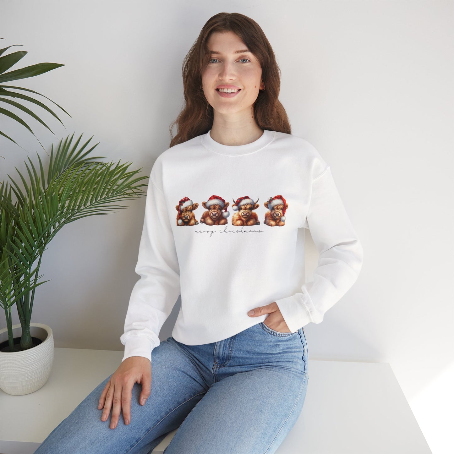 ๐ Merry Christmoos Sweatshirt | Festive Highland Cows Watercolor Country Christmas