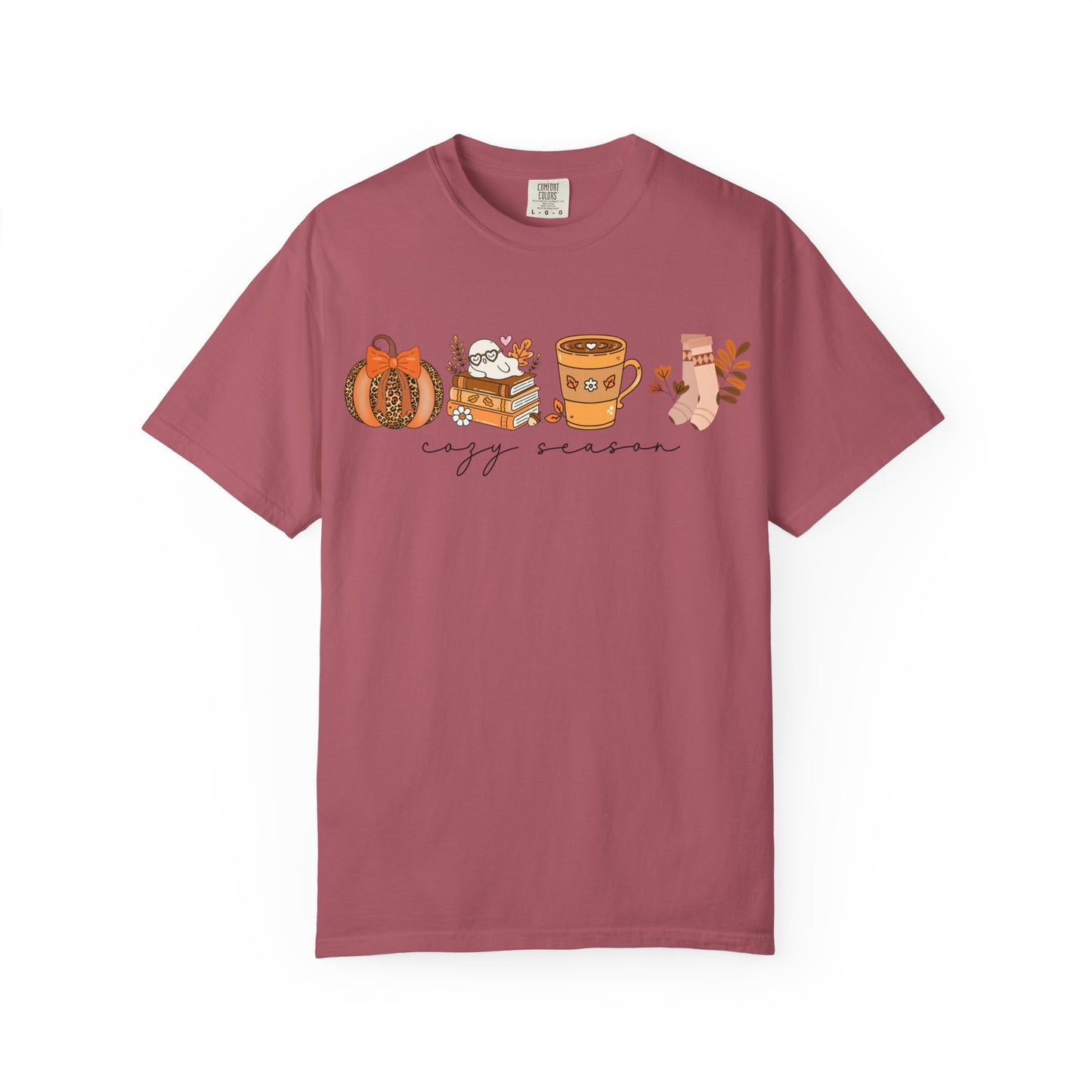 'Cozy Season' Bella + Canvas T-Shirt | Cozy Socks, Sleeping Ghost, Coquette Bow & Leopard Pumpkin Fall Graphic, Autumn Tee, Pumpkin Season Shirt, Cute Sweatshirt, Harvest Style Top, Perfect for Thanksgiving