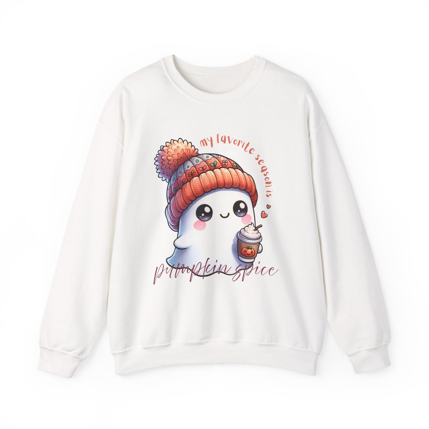 π»βπ My Favorite Season Is Pumpkin Spice β Cute Fall Ghost & Coffee Cozy Sweatshirt πβπ»