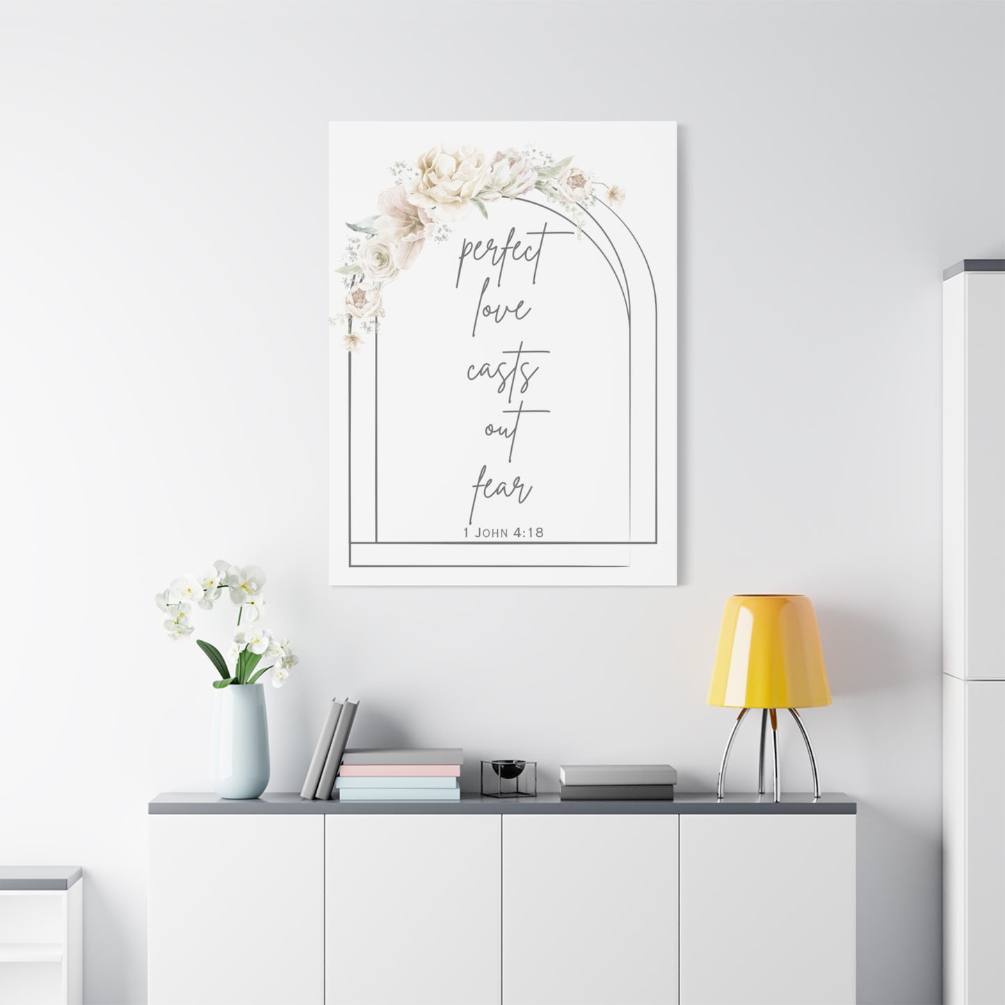 Canvas Wall Art, Perfect Love Casts Out Fear, 1 John 4:18, Faith-based Home Decor, Religious Gift For Home, Inspirational Prints