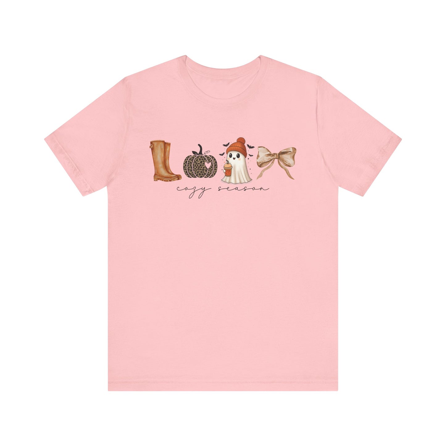 'Cozy Season' Autumn Vibes Tee, Fall Shirt, Cozy Season Top, Pumpkin, Ghost, Boots, Bow, Halloween Casual Wear