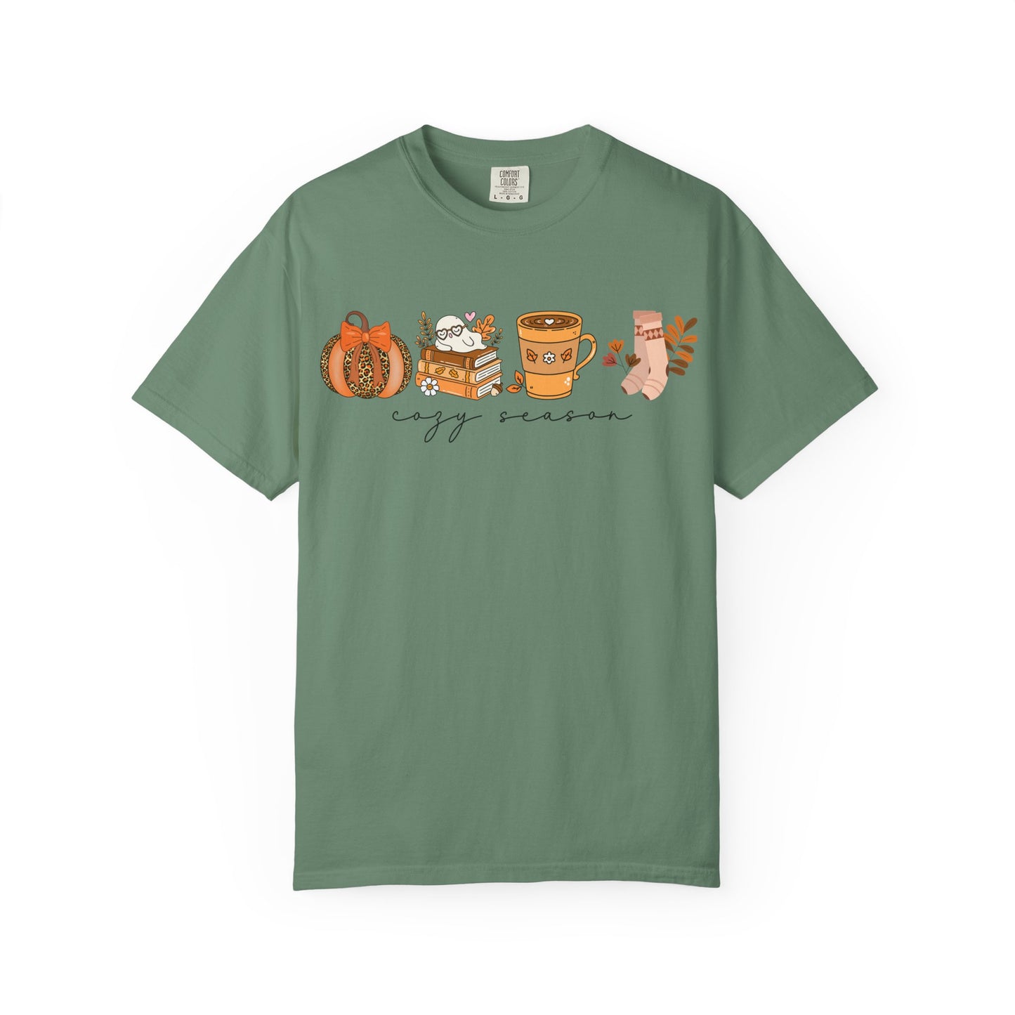 'Cozy Season' Bella + Canvas T-Shirt | Cozy Socks, Sleeping Ghost, Coquette Bow & Leopard Pumpkin Fall Graphic, Autumn Tee, Pumpkin Season Shirt, Cute Sweatshirt, Harvest Style Top, Perfect for Thanksgiving