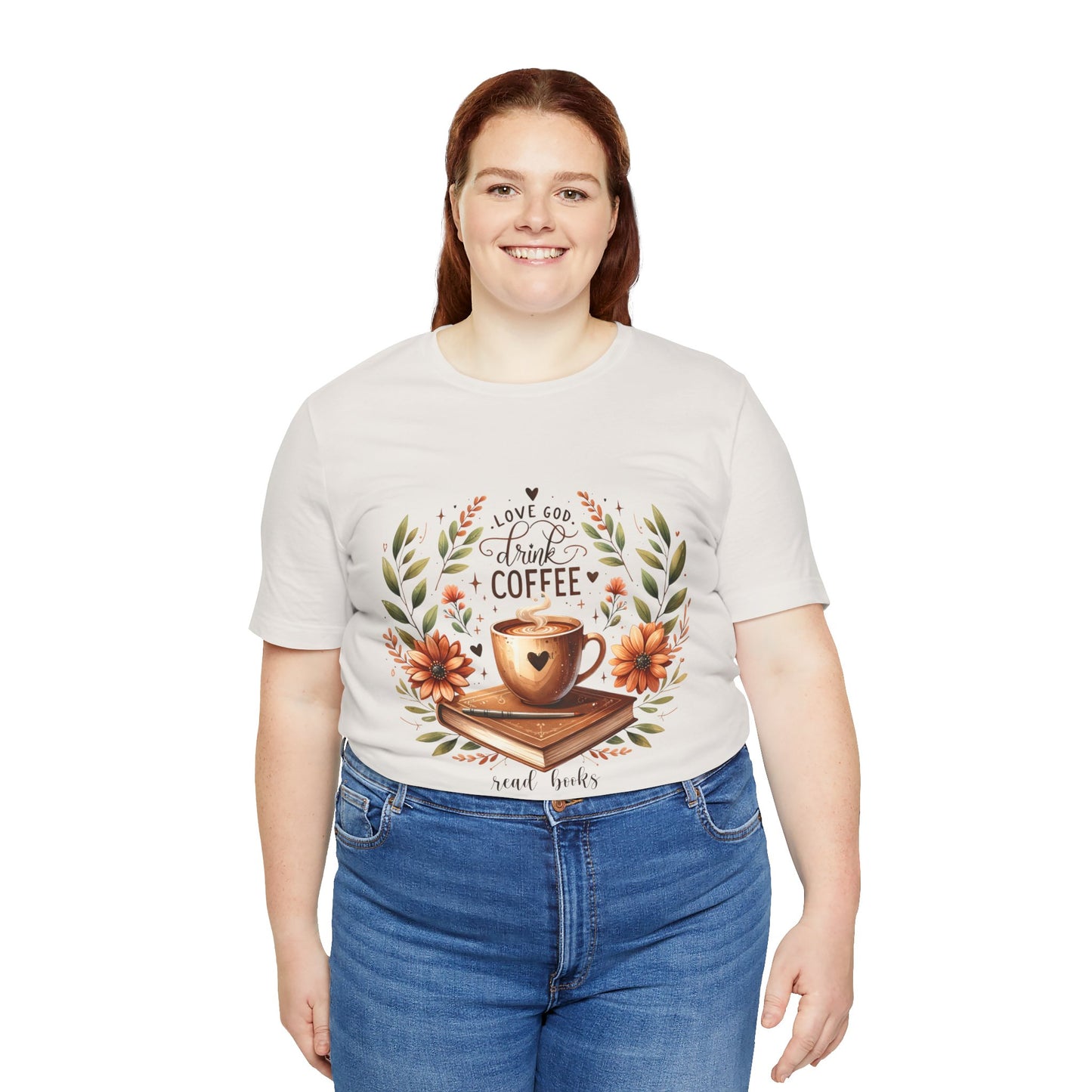 Love God, Drink Coffee, Read Books Tee | Fall Watercolor Books & Coffee Graphic Shirt