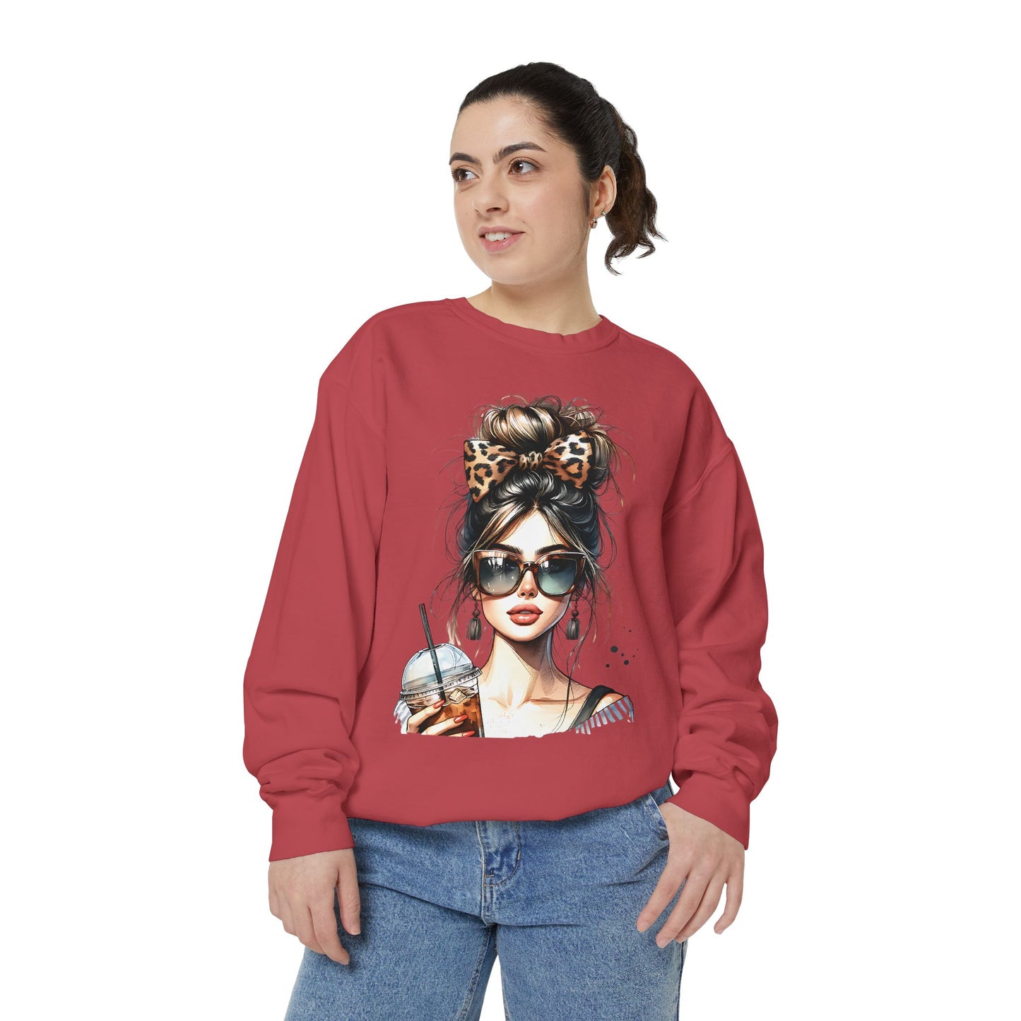Fashionista Trendy Girl Coffee Sweatshirt for Women, Cozy Casual Wear, Gift for Fashion Lovers, Ideal for Everyday Style