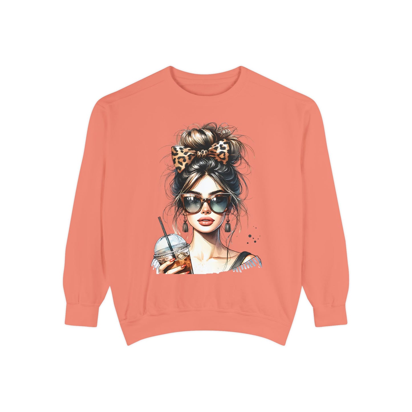 Fashionista Trendy Girl Coffee Sweatshirt for Women, Cozy Casual Wear, Gift for Fashion Lovers, Ideal for Everyday Style