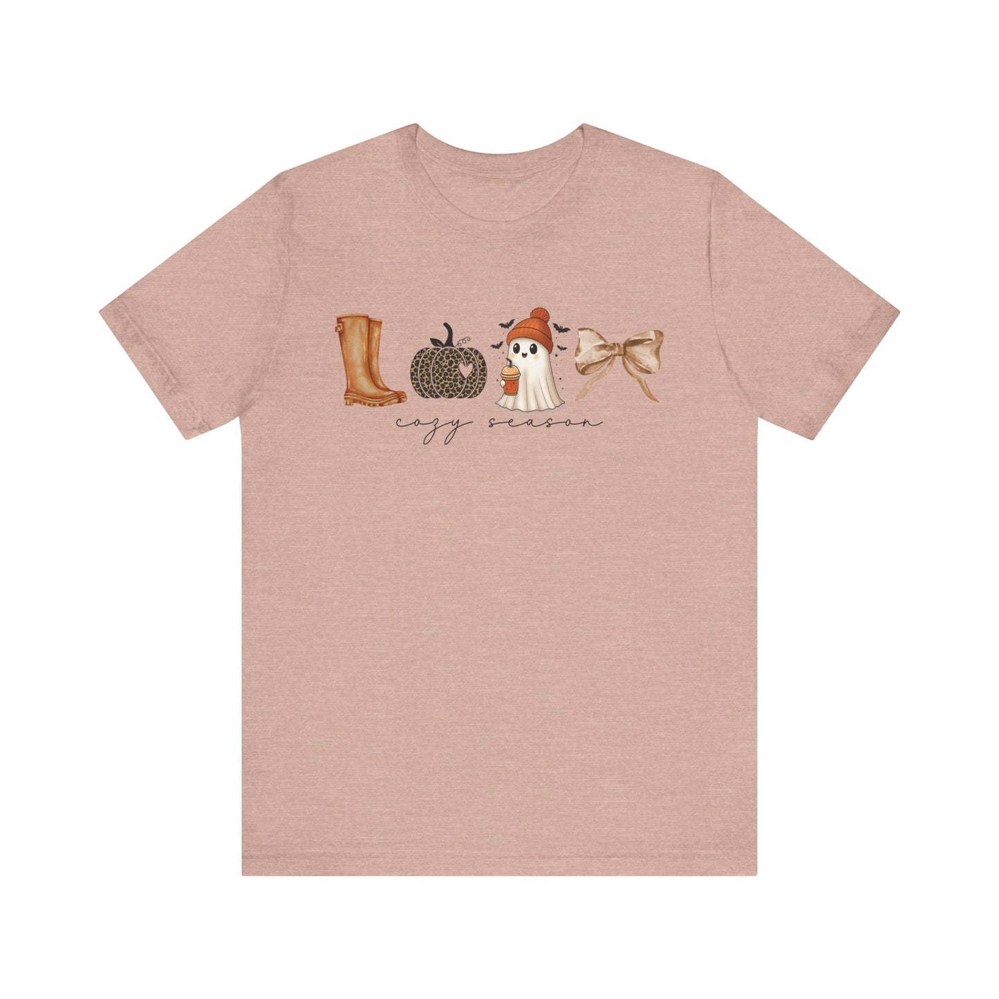 'Cozy Season' Autumn Vibes Tee, Fall Shirt, Cozy Season Top, Pumpkin, Ghost, Boots, Bow, Halloween Casual Wear