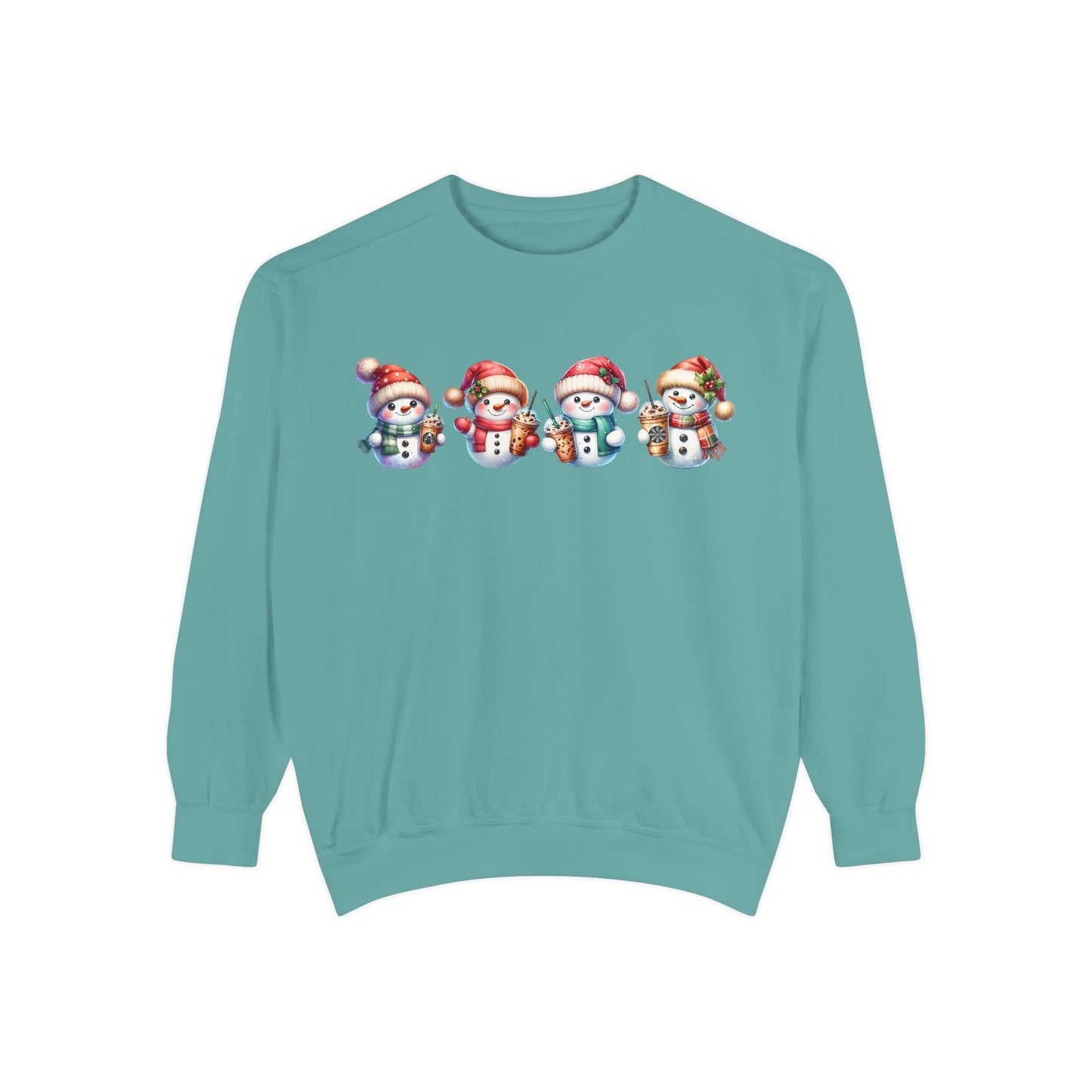 Snowmen Holding Iced Coffee Sweatshirt | Cute Winter Graphic Pullover, Cozy Holiday Gift, Christmas Apparel, Festive Sweatshirt, Snowman Design, Unisex Sweatshirt