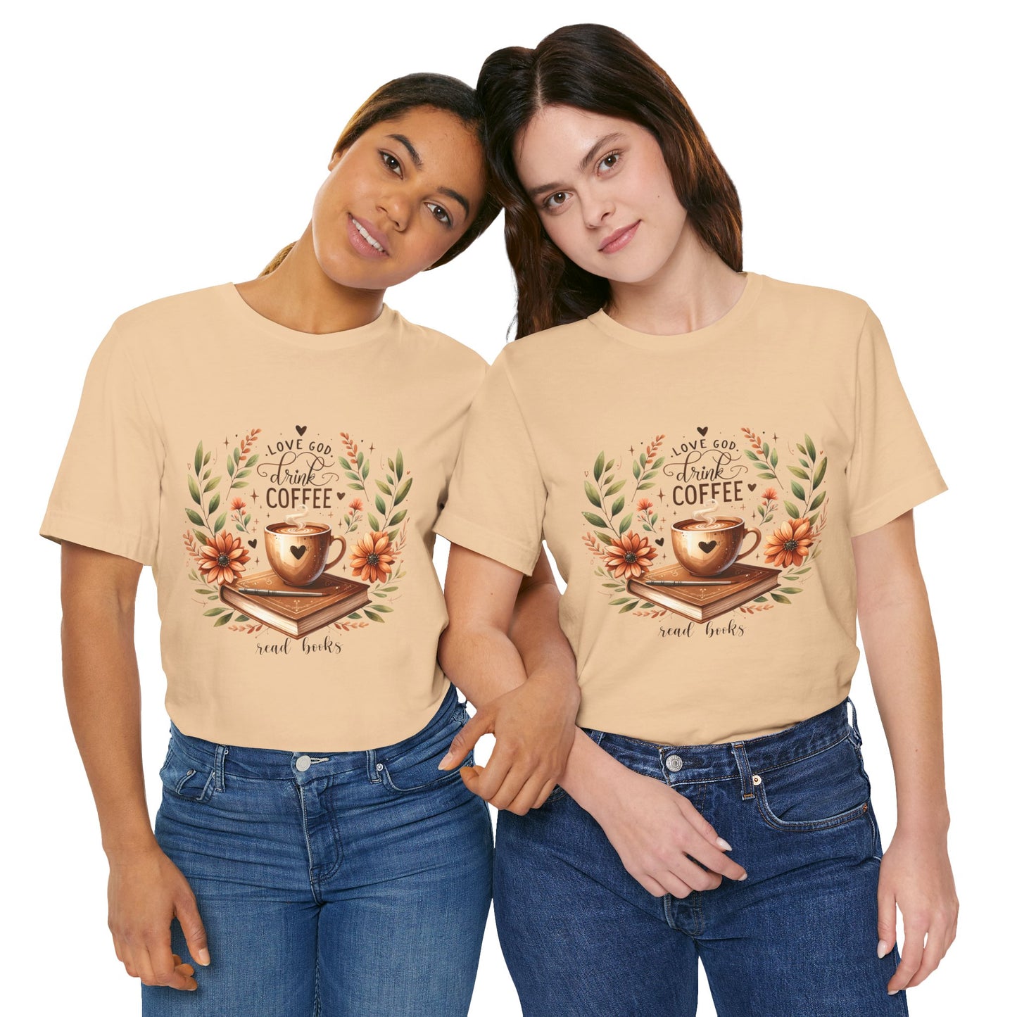 Love God, Drink Coffee, Read Books Tee | Fall Watercolor Books & Coffee Graphic Shirt