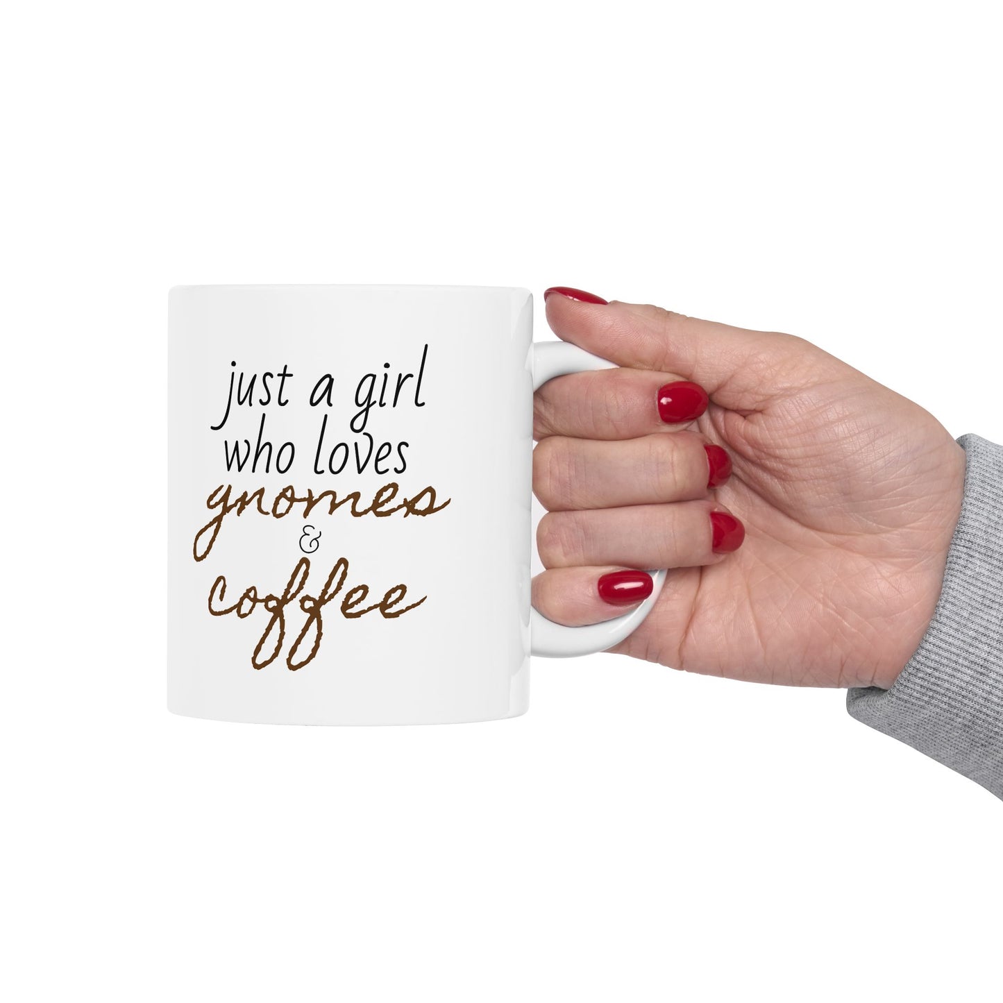 Just a Girl Who Loves Gnomes & Coffee Mug, Fall/Autumn Cozy Drinkware (11oz, 15oz)