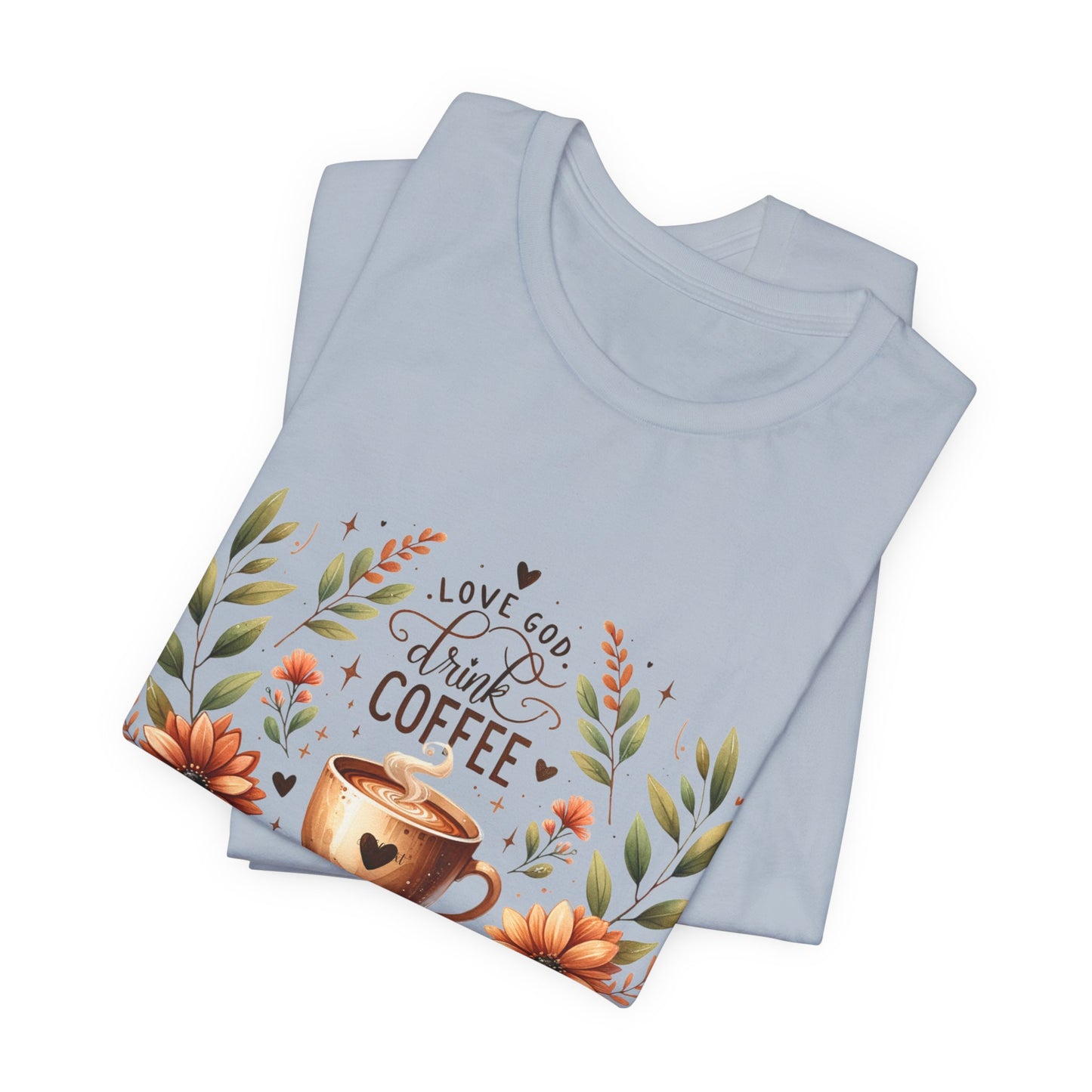 Love God, Drink Coffee, Read Books Tee | Fall Watercolor Books & Coffee Graphic Shirt