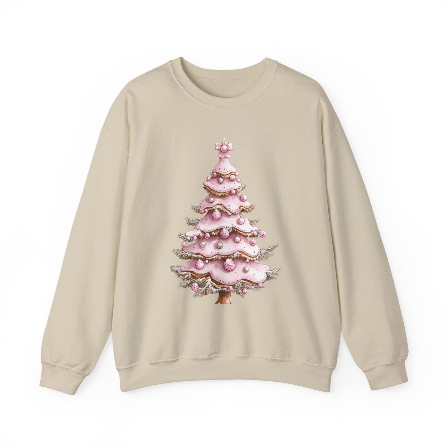 Pink Christmas Tree Cookie Sweatshirt - Cozy Holiday Pullover, Festive Apparel, Christmas Gift, Winter Fashion