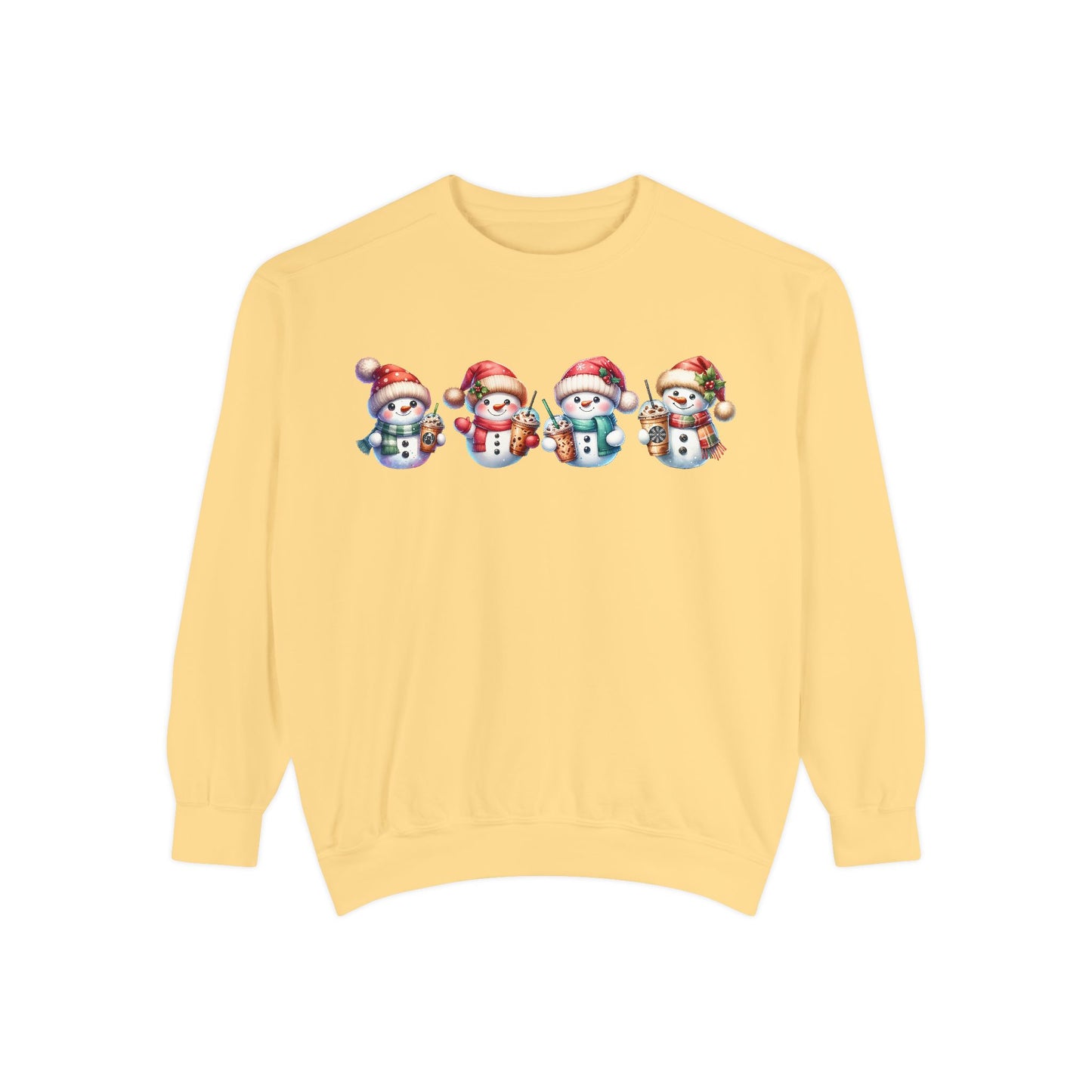 Snowmen Holding Iced Coffee Sweatshirt | Cute Winter Graphic Pullover, Cozy Holiday Gift, Christmas Apparel, Festive Sweatshirt, Snowman Design, Unisex Sweatshirt